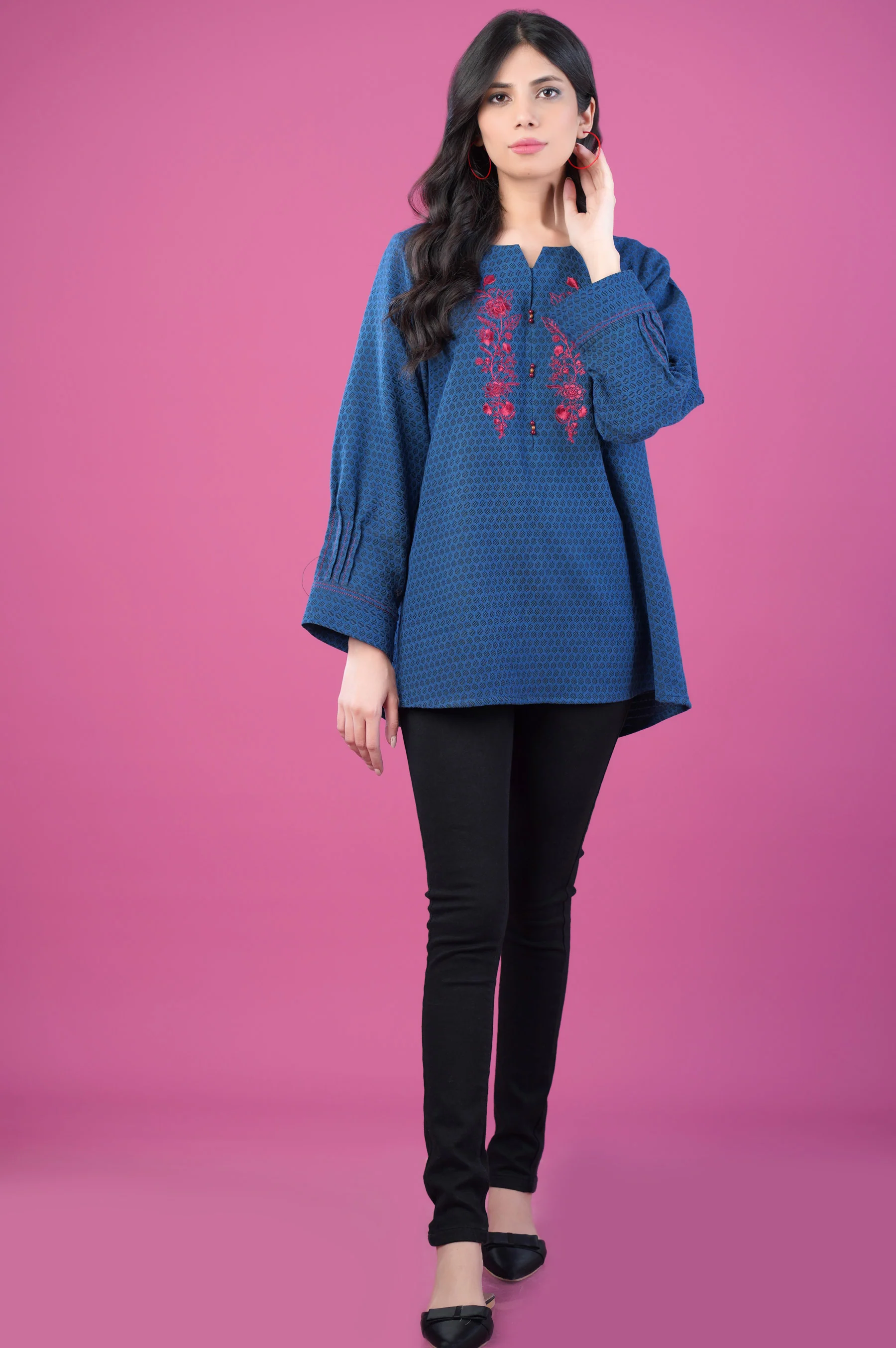 Stitched 1 Piece Colored Jacquard Top - Image 4
