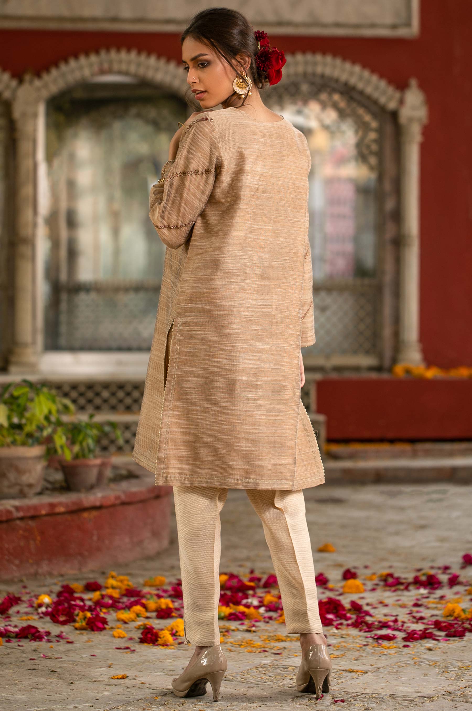 Stitched 1 Piece Khaddi Net Embroidered Shirt - Image 2