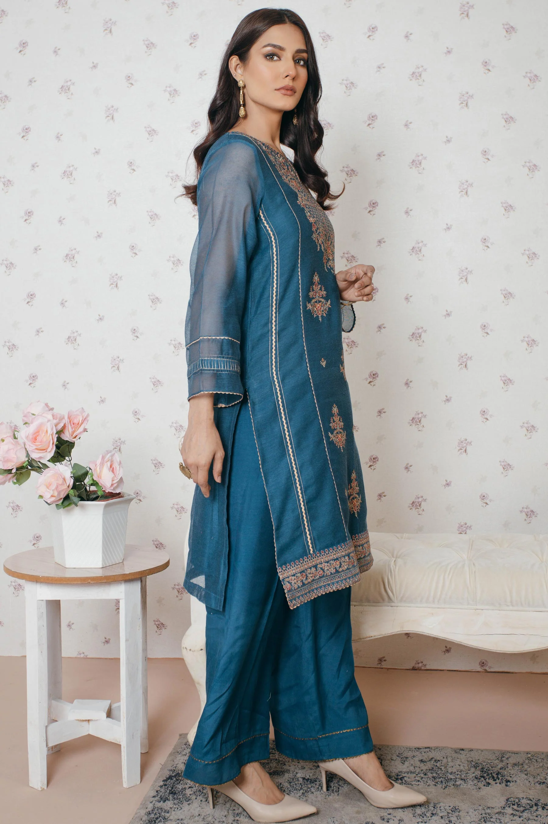Stitched 1 Piece khaddi net Embroidered Shirt - Image 2