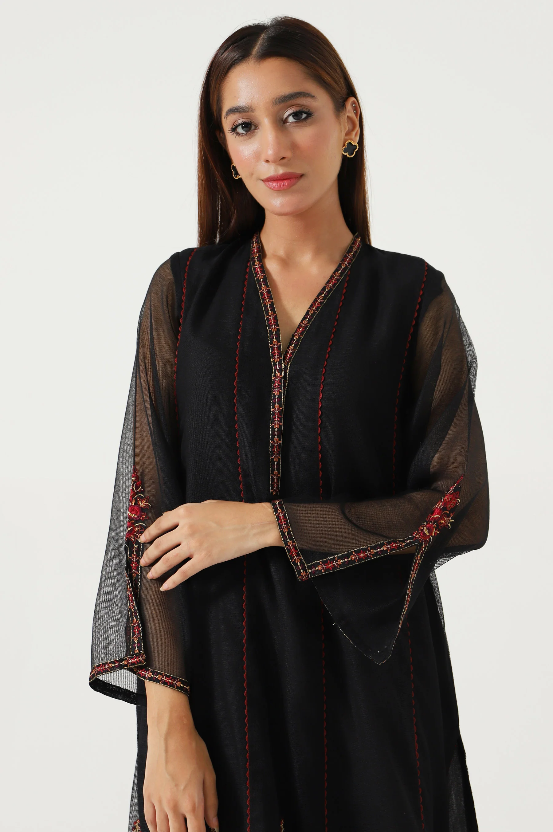Stitched 1 Piece khaddi Net Embroidered Shirt - Image 2