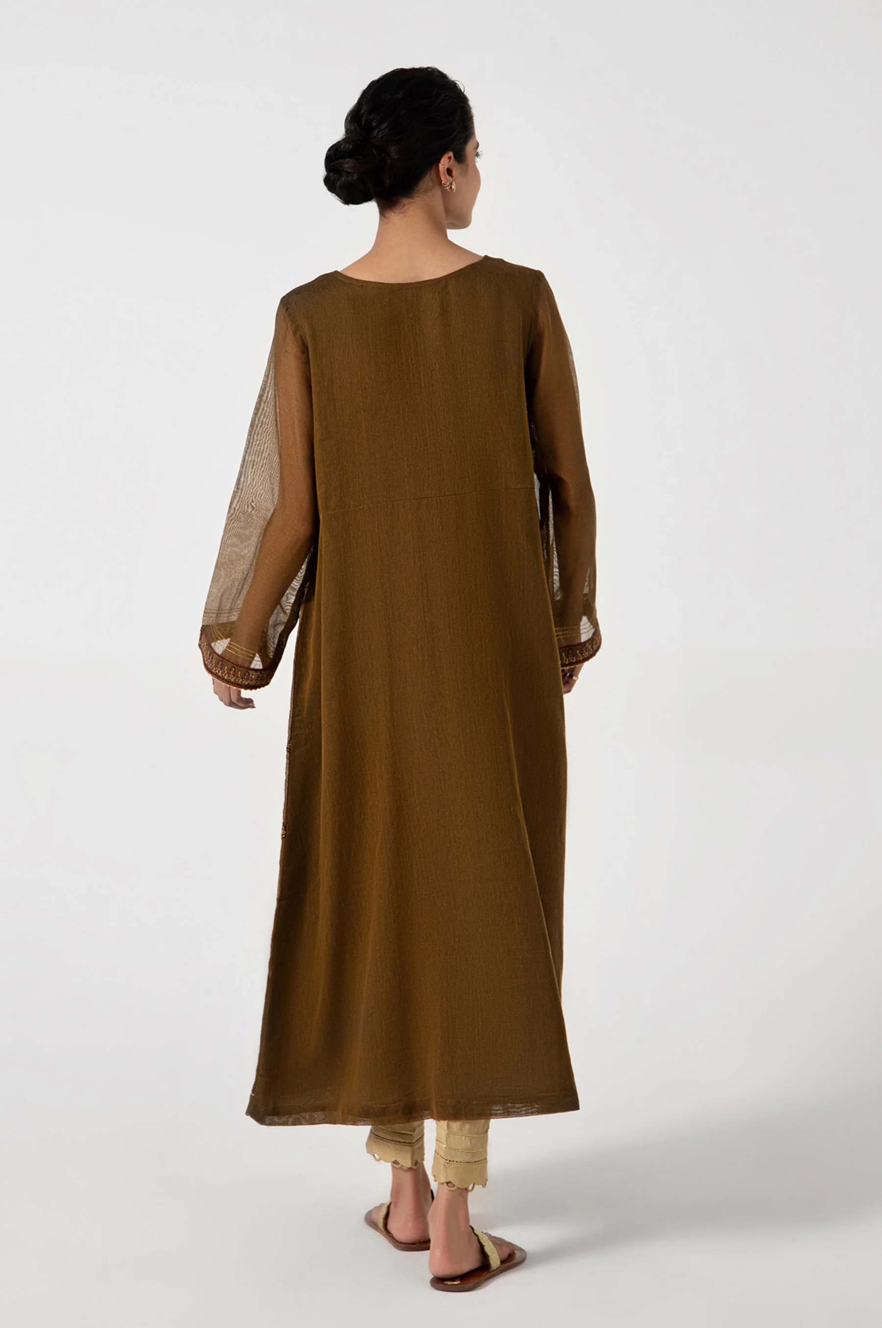 Stitched 1 Piece Embroidered Khaddi Net Shirt - Image 2