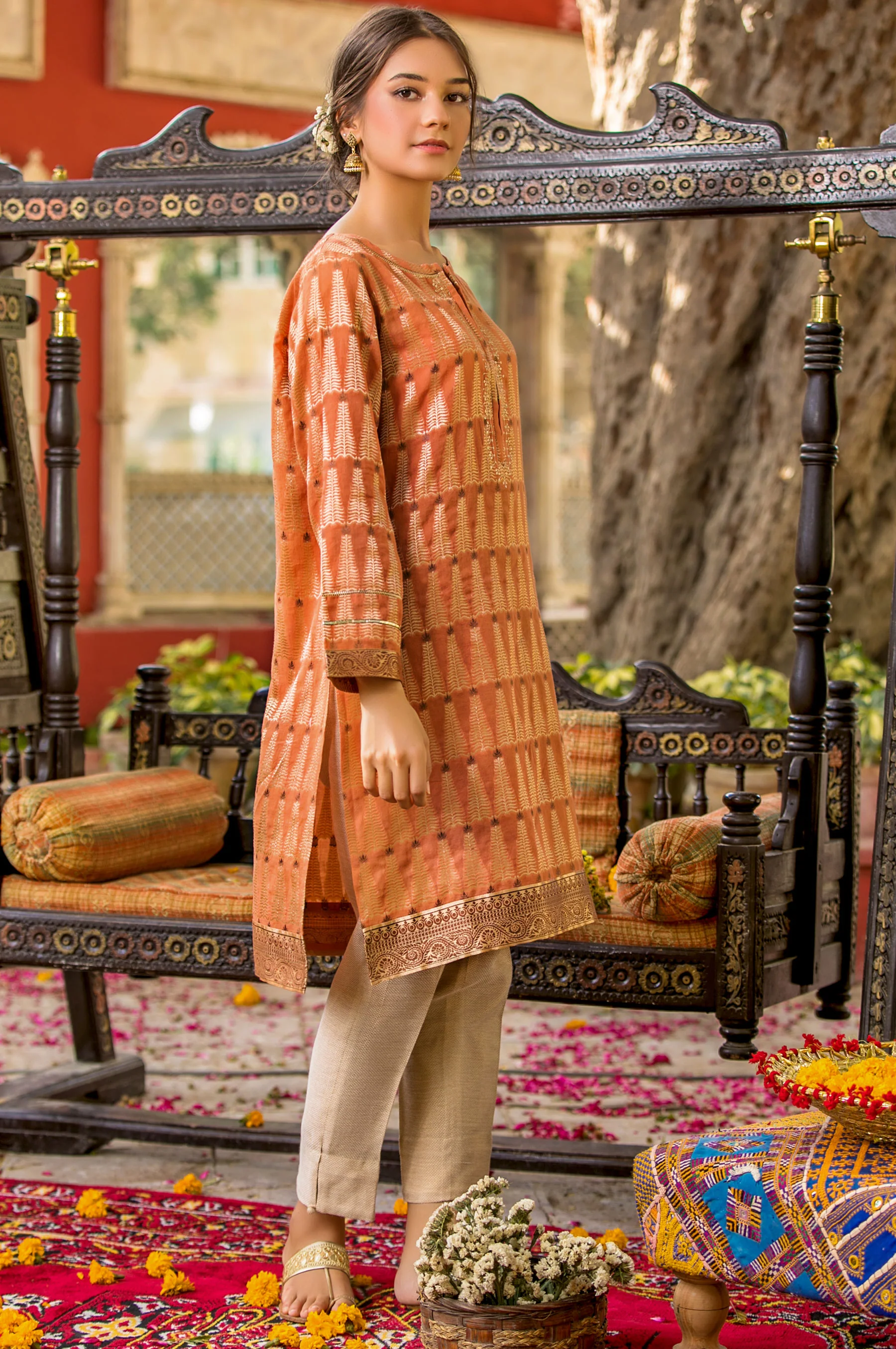 Stitched 1 Piece Mill Dyed Jacqauard Shirt - Image 2