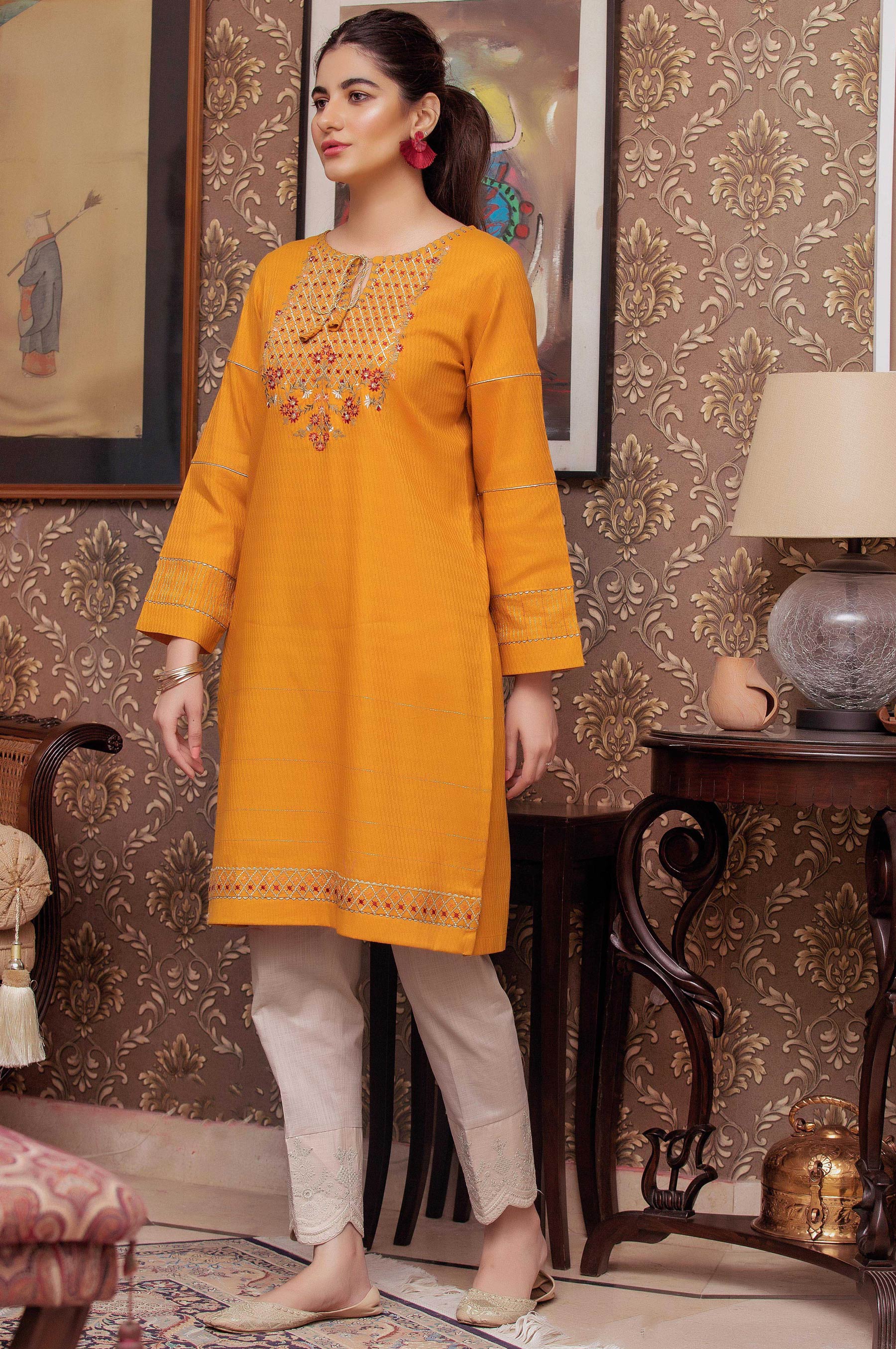 Stitched 1 Piece Embroidered Needle Chikan Top - Image 4