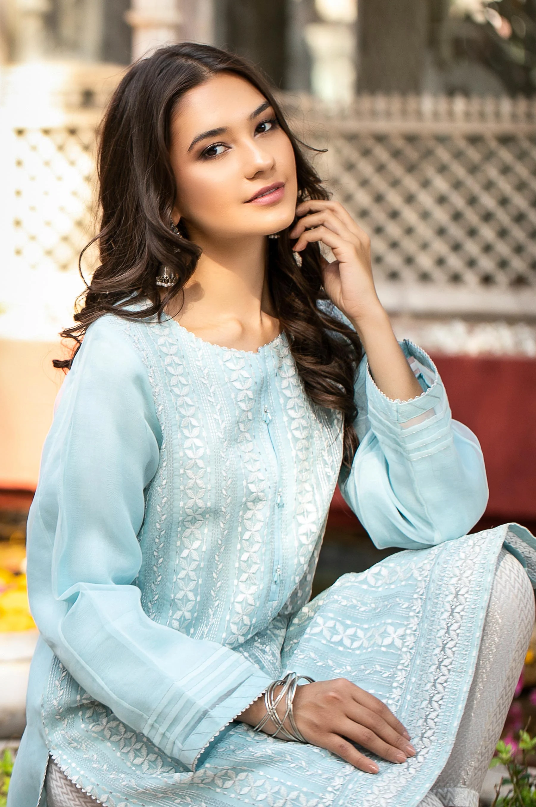 Stitched 1 Piece Organza Embroidered Shirt - Image 3