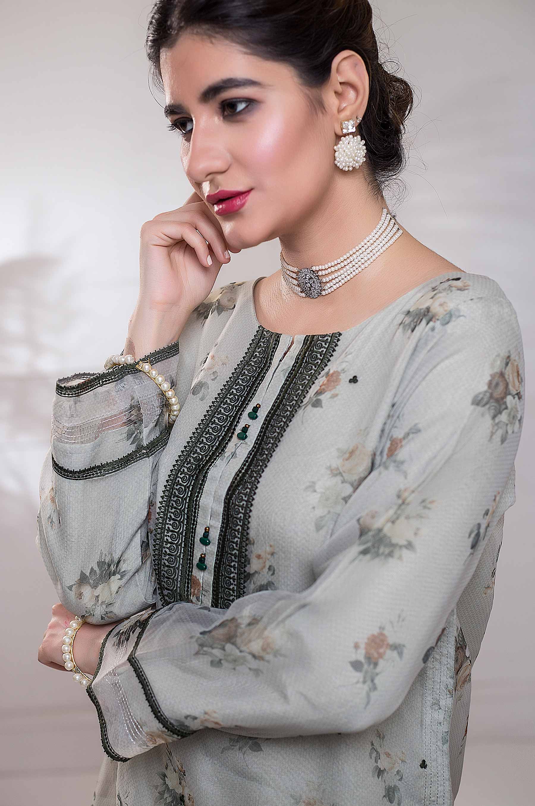 Stitched 1 Piece Organza Embroidered Shirt - Image 4