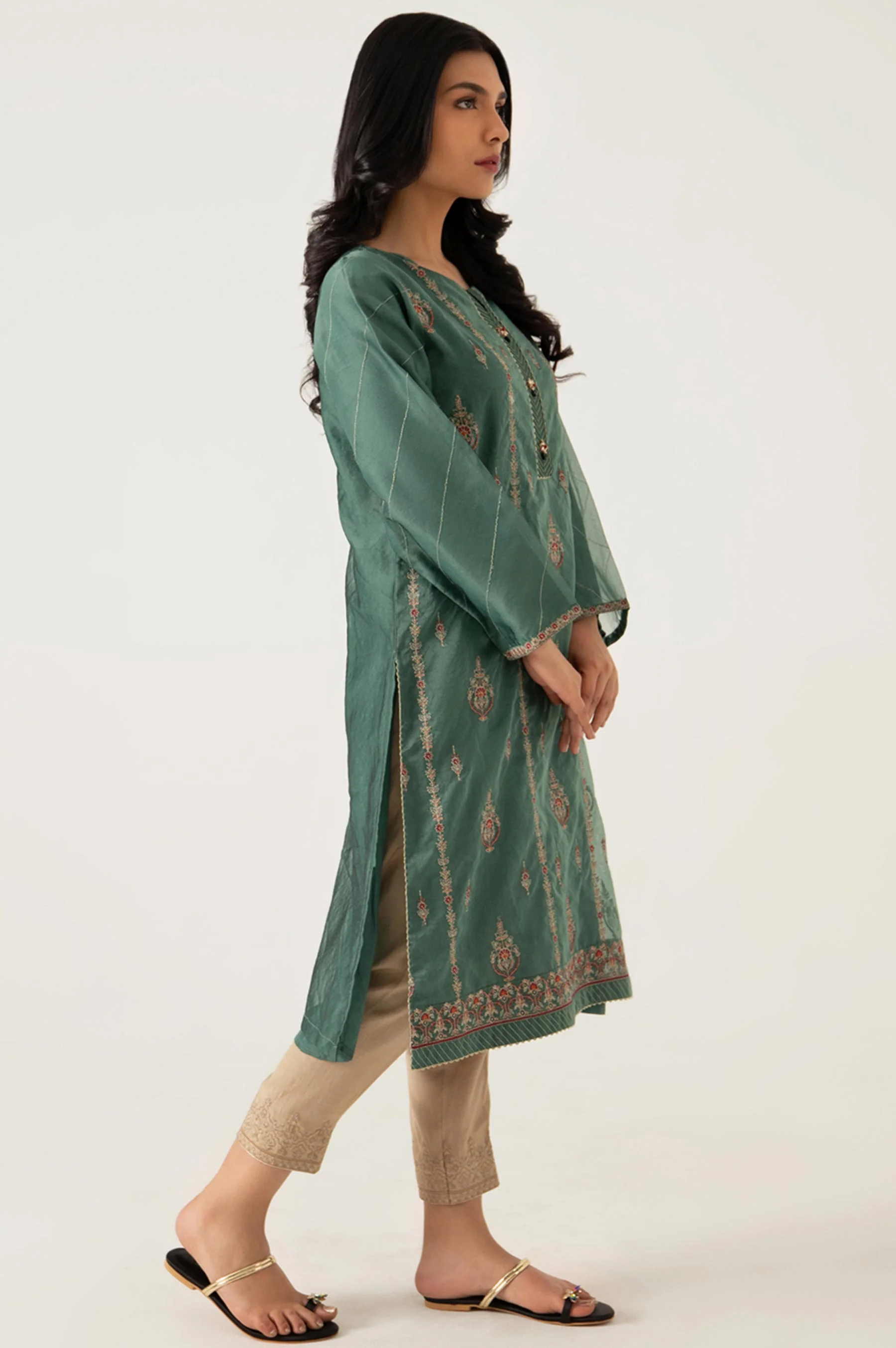 Stitched 1 Piece Organzat Embroidered Shirt - Image 3