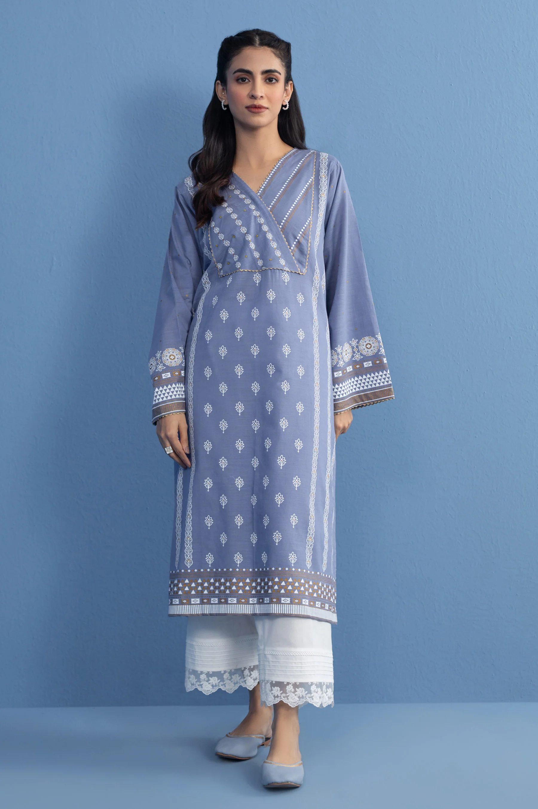 Stitched 1 Piece Paste Printed Khaddar Shirt