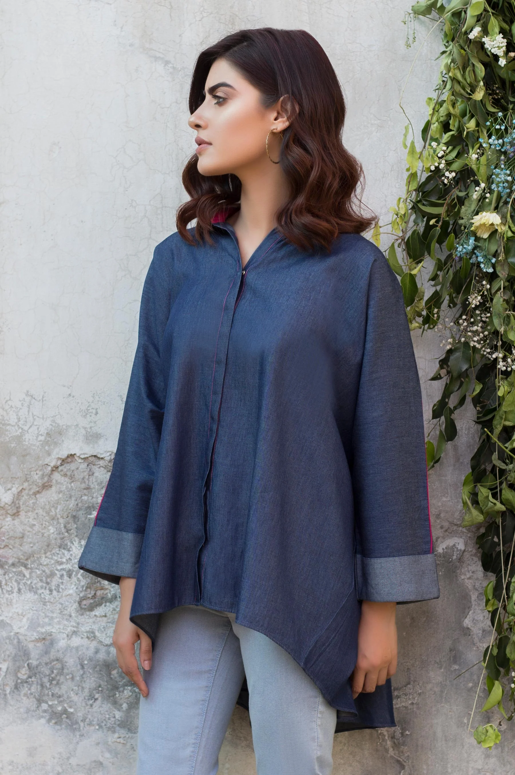 Stitched 1 Piece Plain Denim Shirt - Image 3