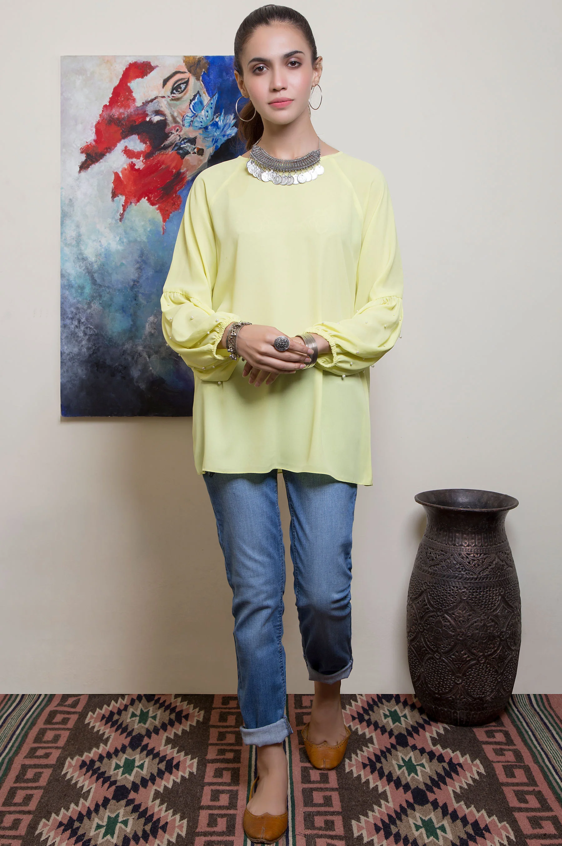 Stitched 1 Piece Poly Georgette Shirt - Image 3