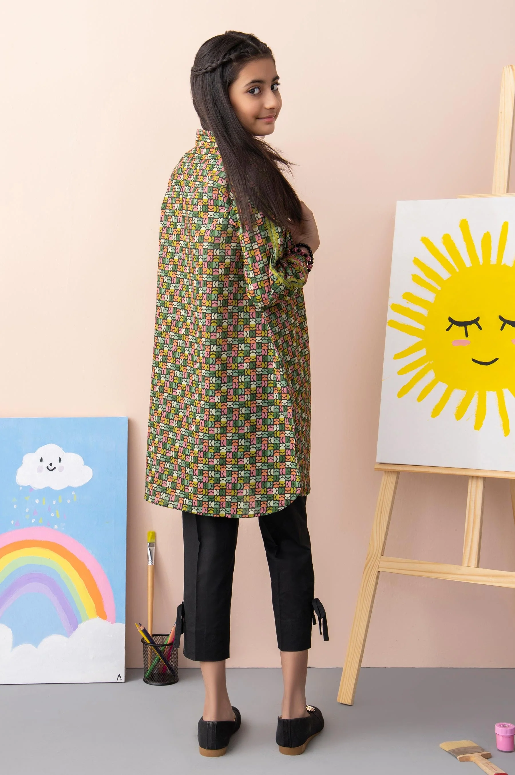 Stitched 1 Piece Printed Cambric Junior Shirt - Image 2