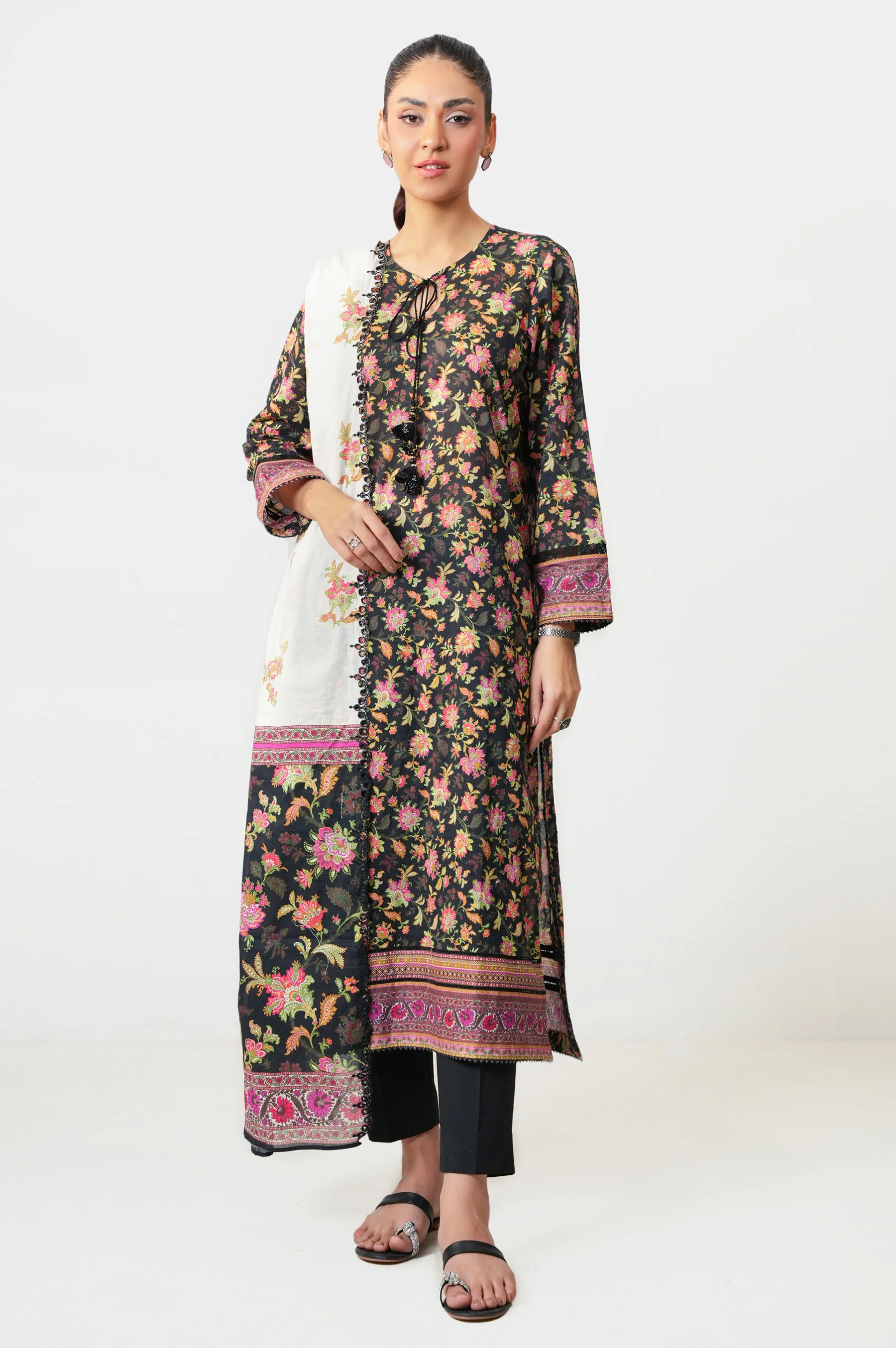 PRINTED LAWN STITCHED DUPATTA (FACTORY E-OUTLET) - Image 2