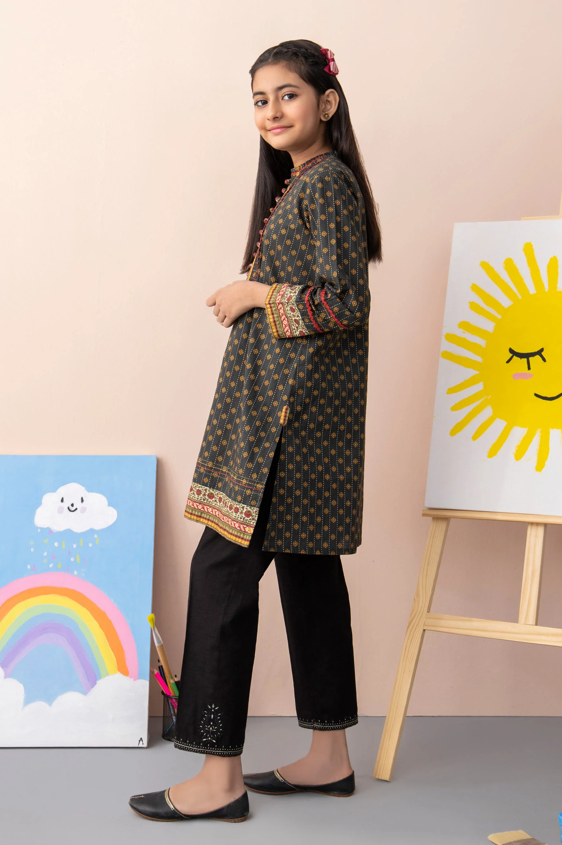 Stitched 1 Piece Printed Khaddar Junior Shirt - Image 5