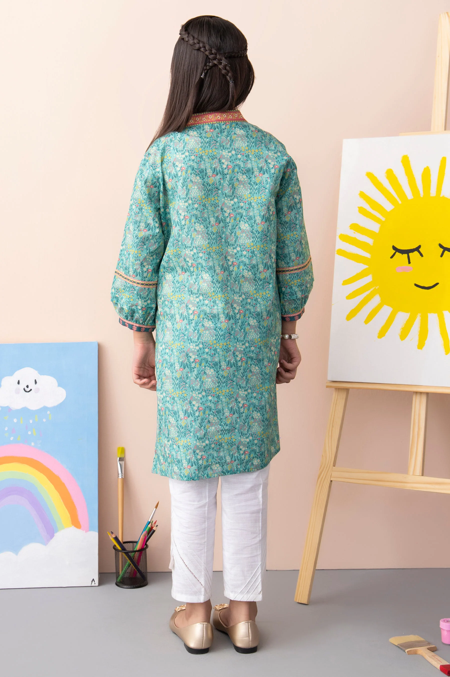 Stitched 1 Piece Printed Khaddar Junior Shirt - Image 3