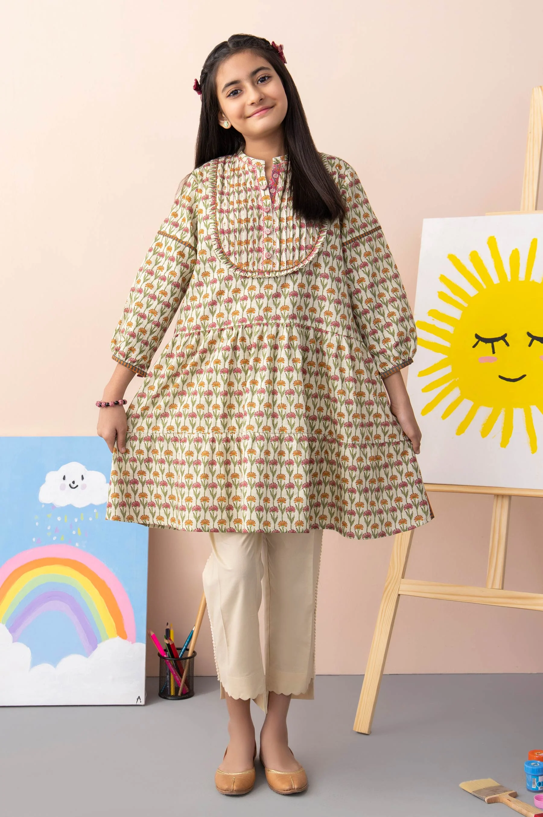 Stitched 1 Piece Printed Khaddar Junior Shirt - Image 2