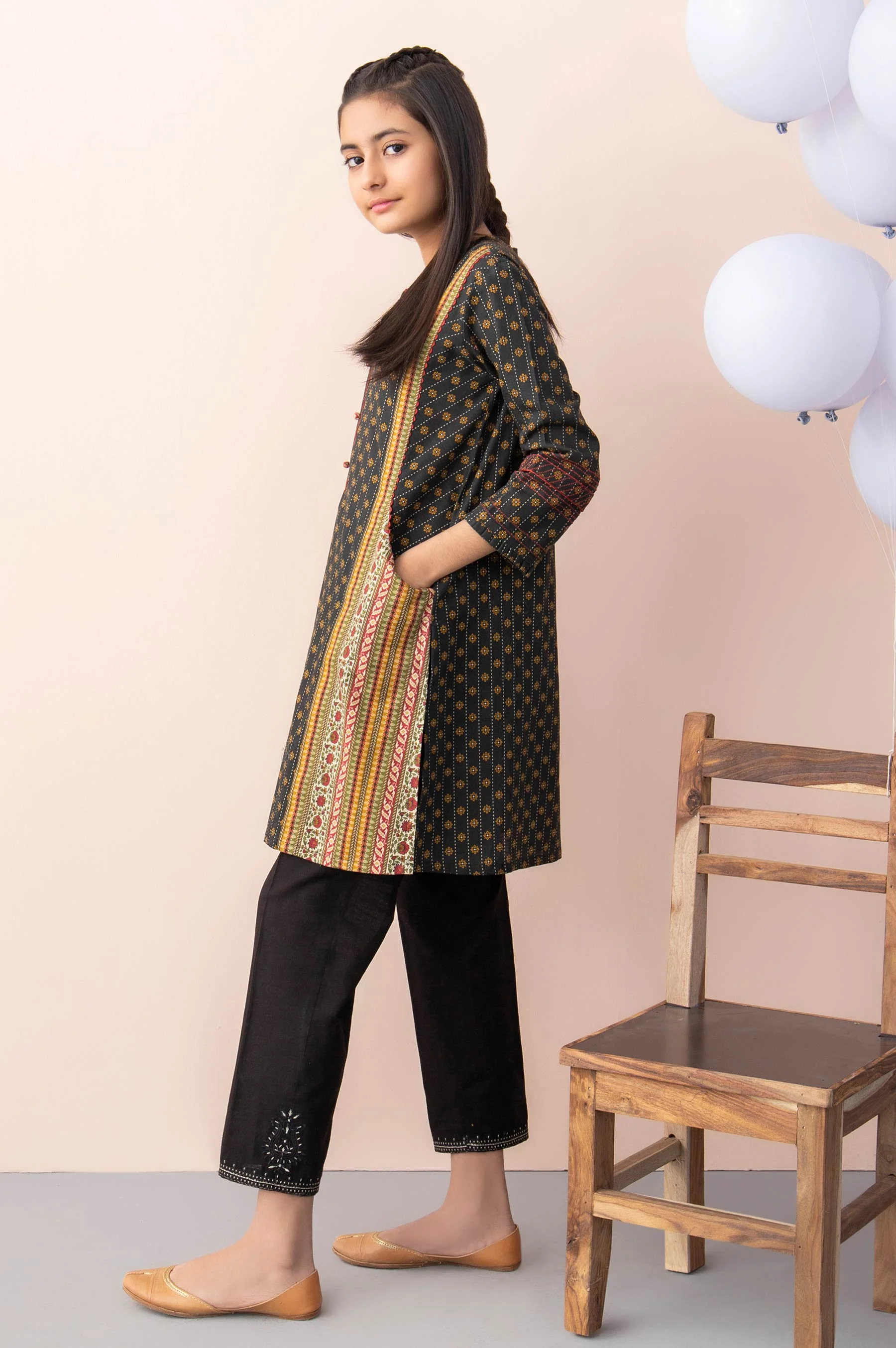 Stitched 1 Piece Printed Khaddar Junior Shirt - Image 3