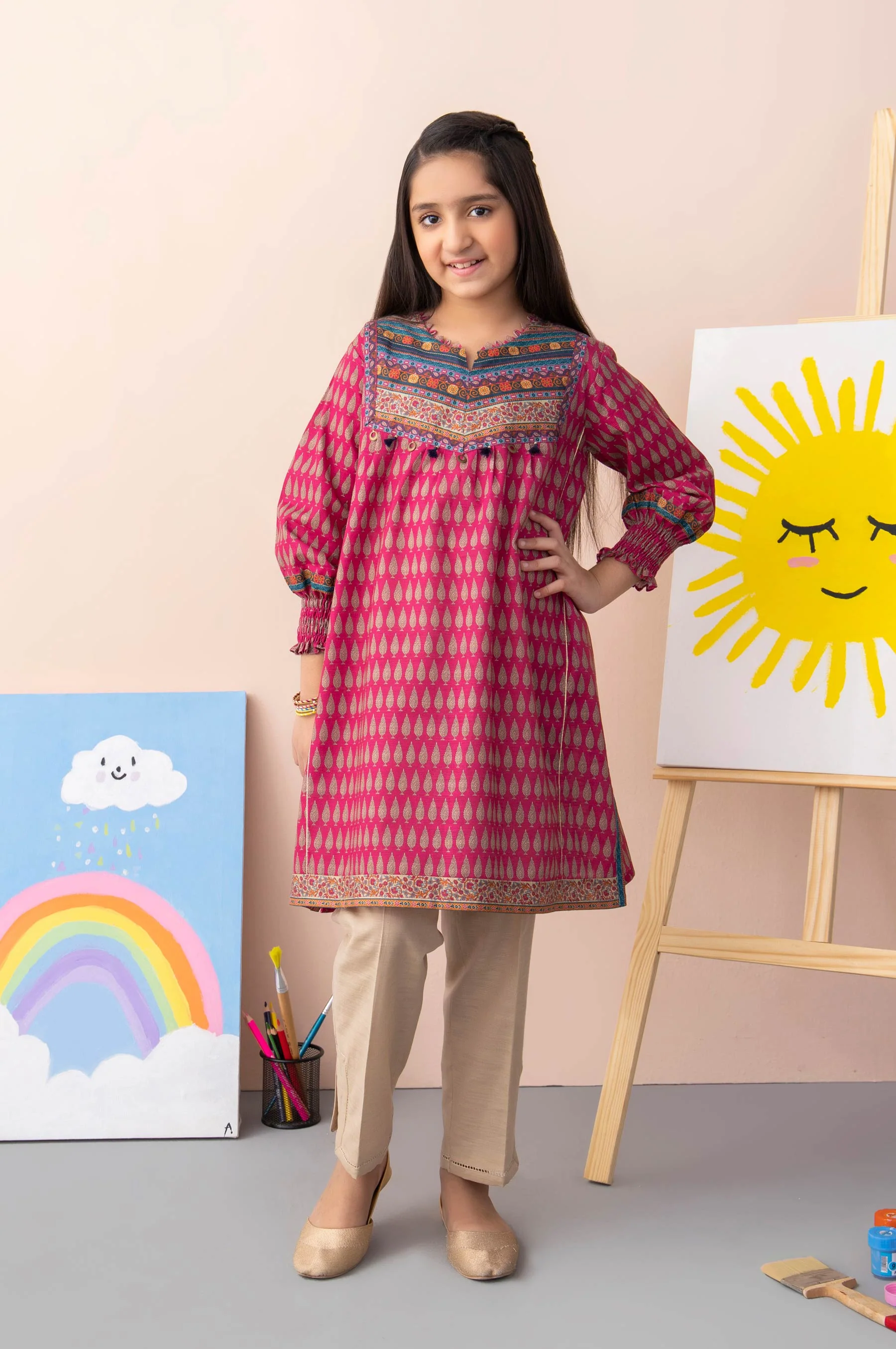 Stitched 1 Piece Printed Khaddar Junior Shirt - Image 2