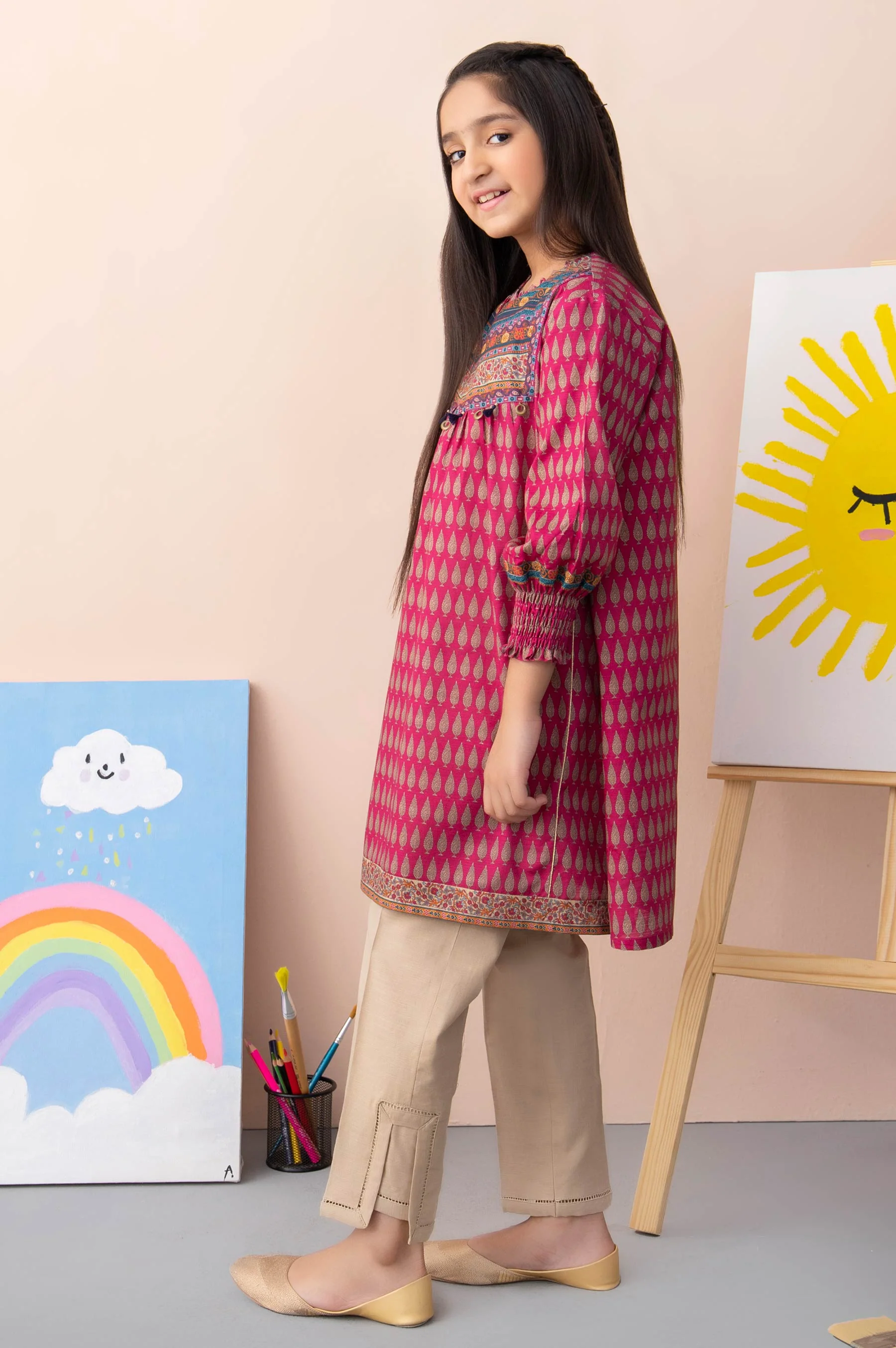 Stitched 1 Piece Printed Khaddar Junior Shirt - Image 3