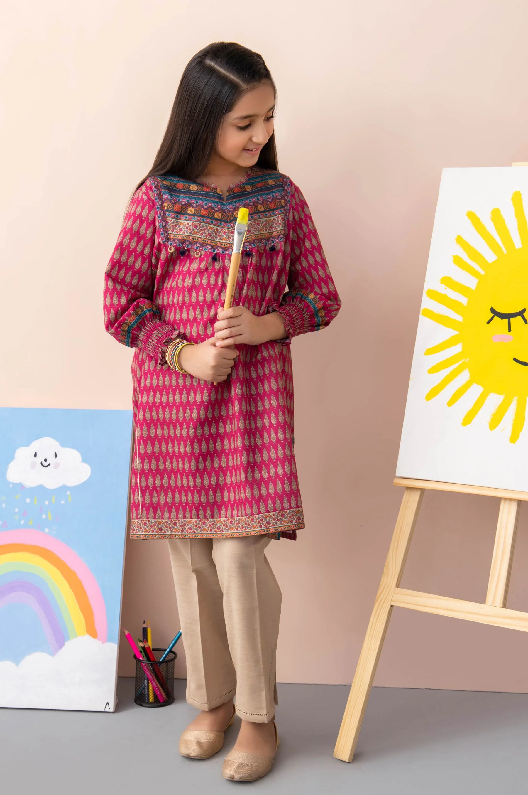 Stitched 1 Piece Printed Khaddar Junior Shirt - Image 6