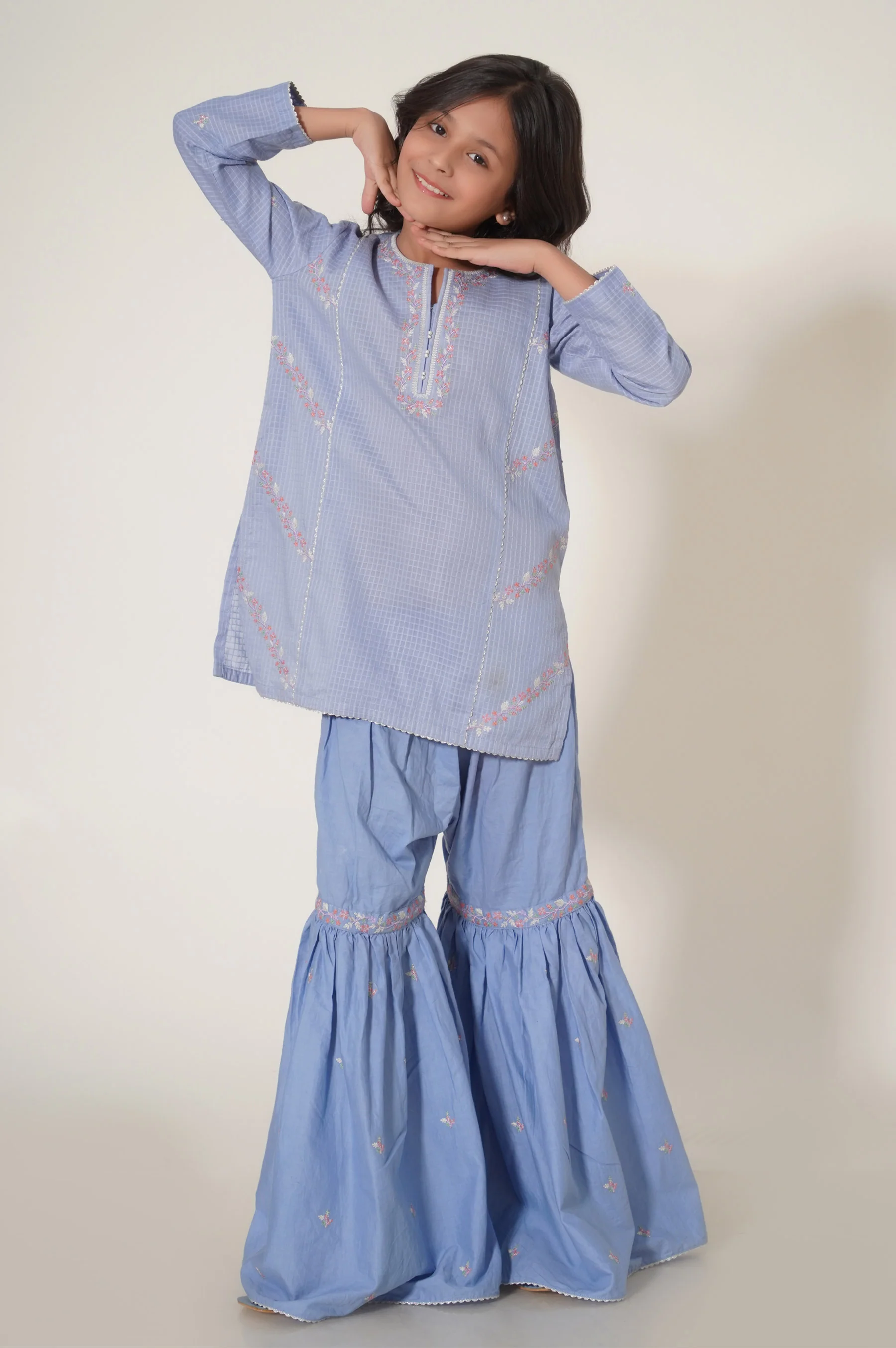 Stitched 2 Piece Embroidered Gharara Suit - Image 4