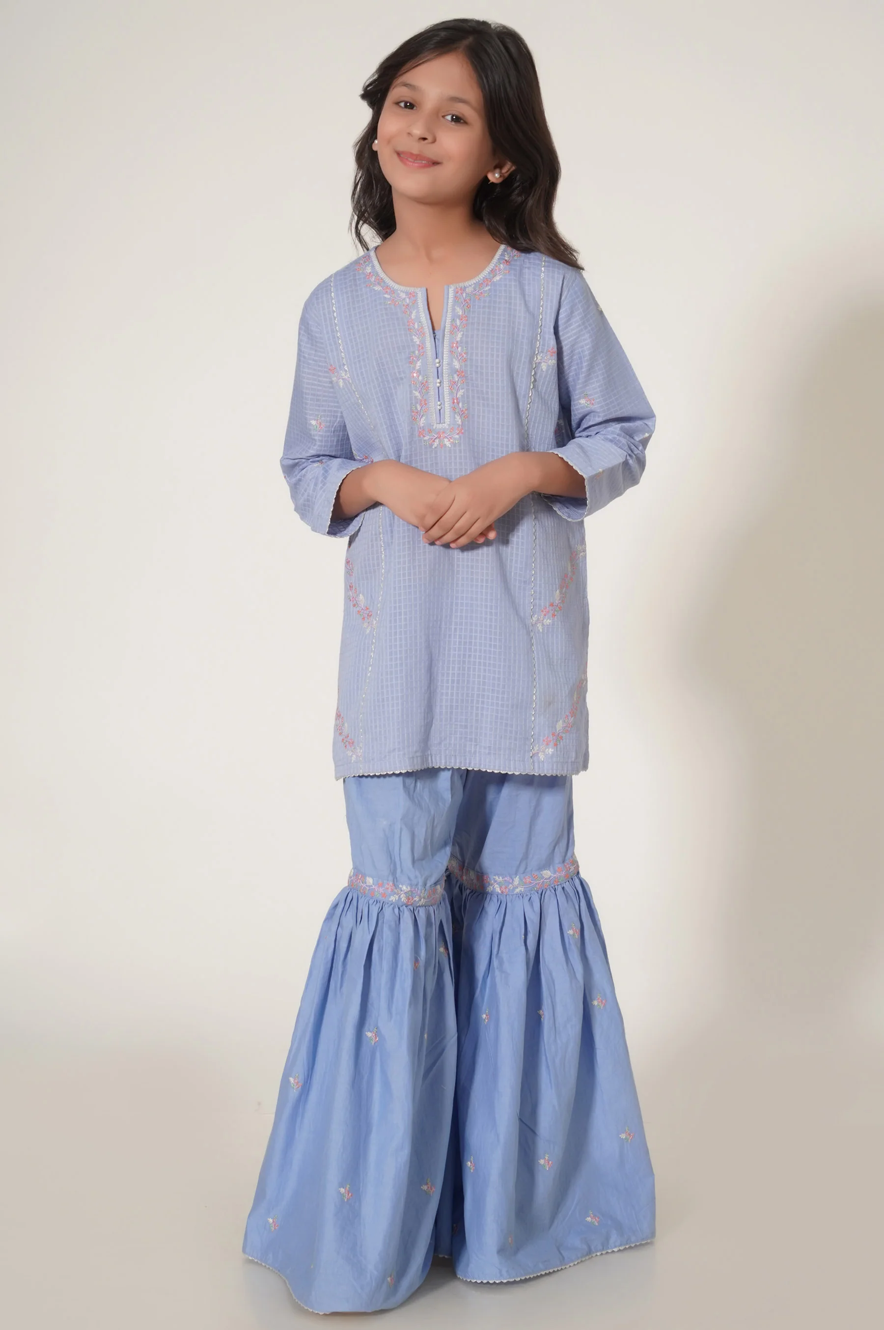 Stitched 2 Piece Embroidered Gharara Suit - Image 6