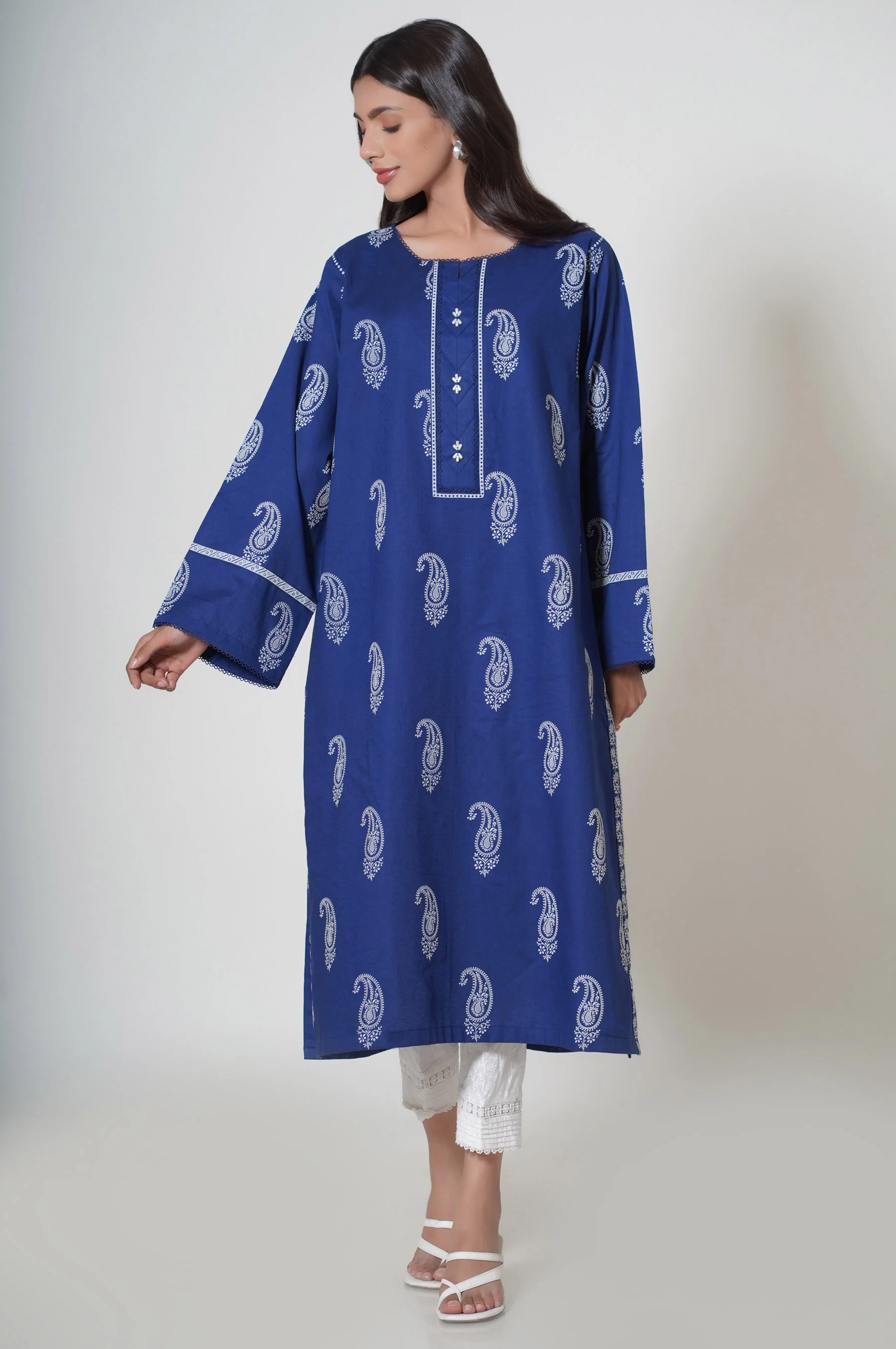 Stitched 1 Piece Puff Printed Cambric Shirt - Image 4