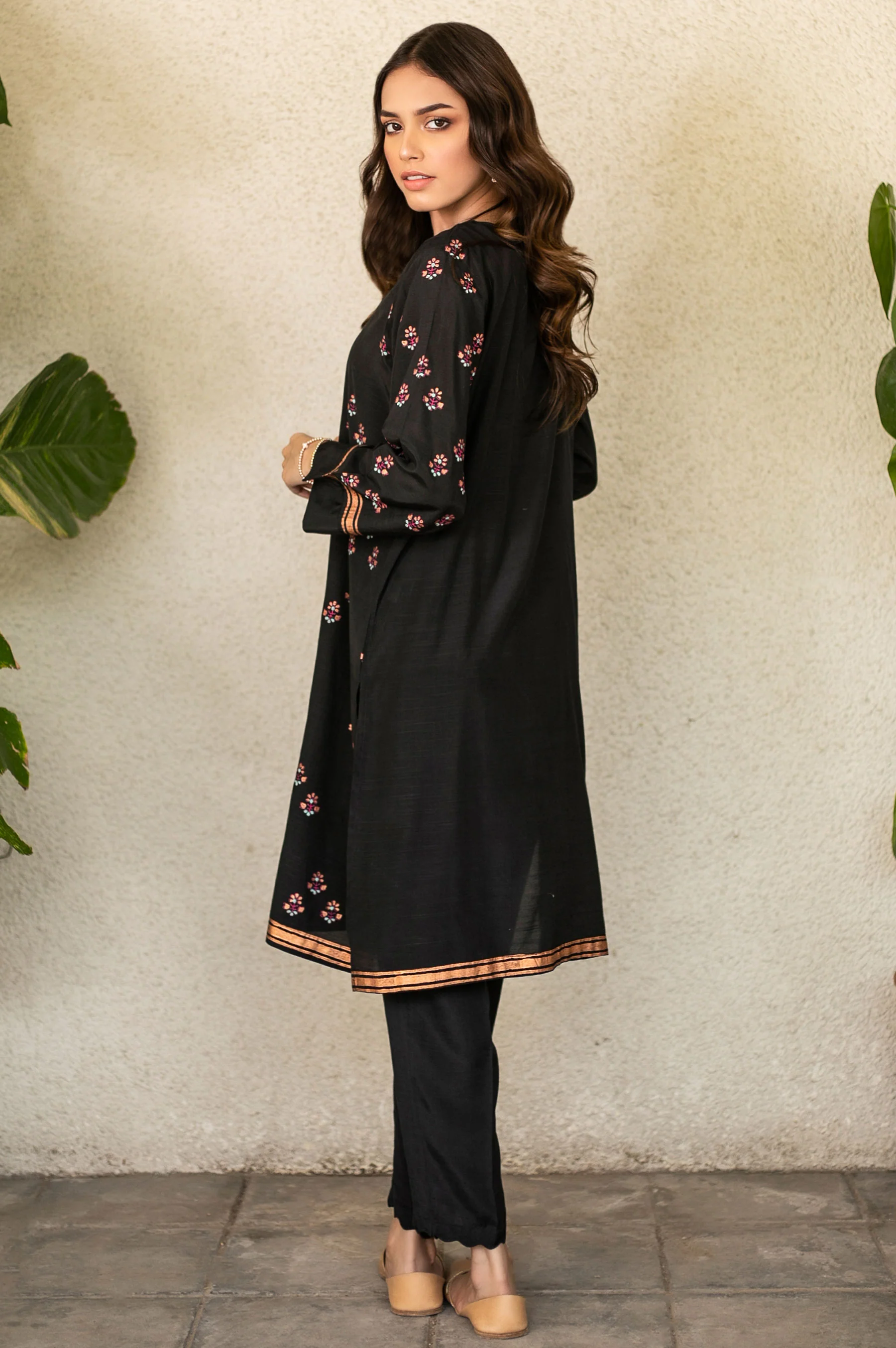 Stitched 1 Piece Raw Silk Embroidered Shirt - Image 2