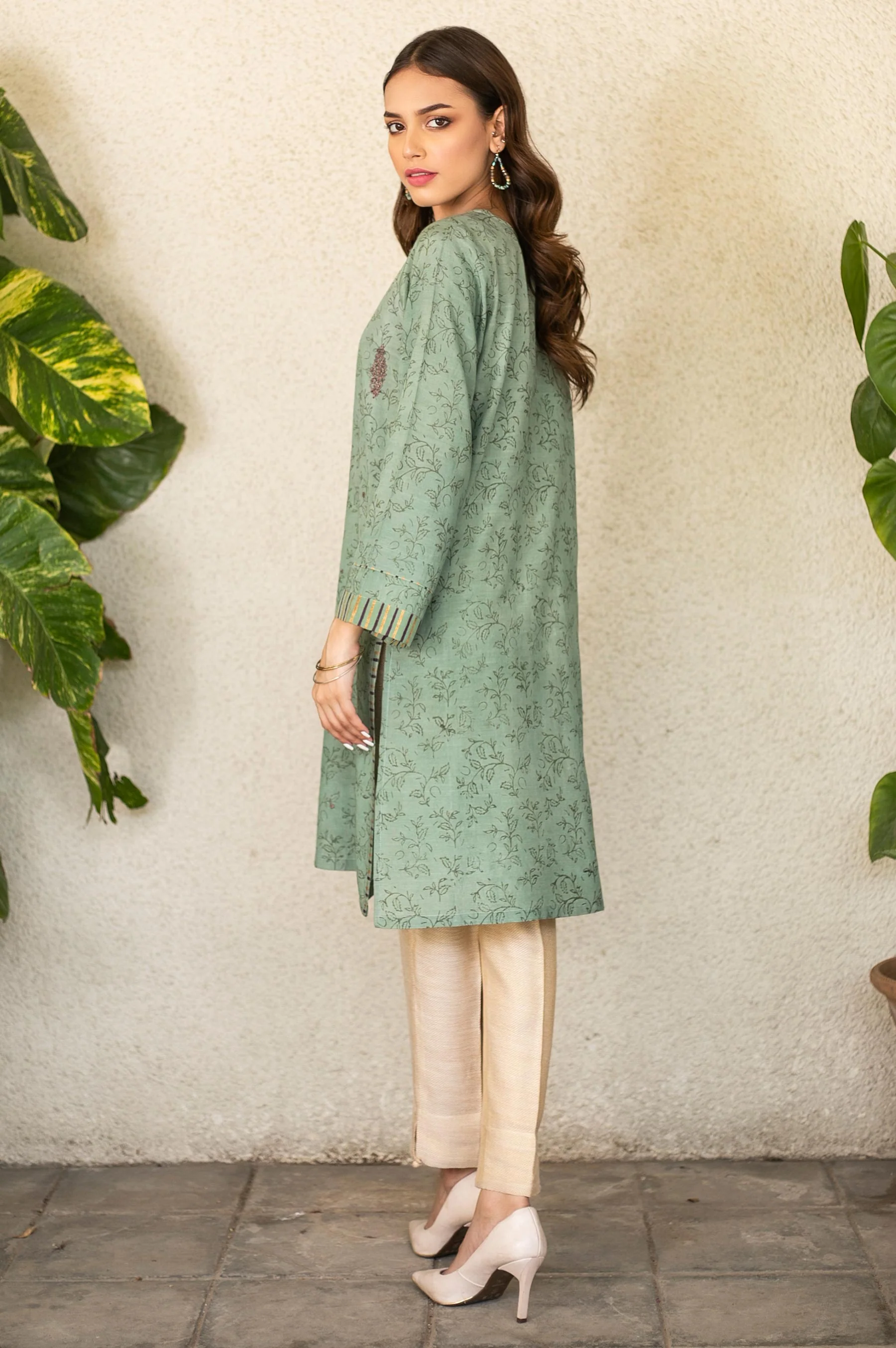 Stitched 1 Piece Raw Silk Embroidered Shirt - Image 2