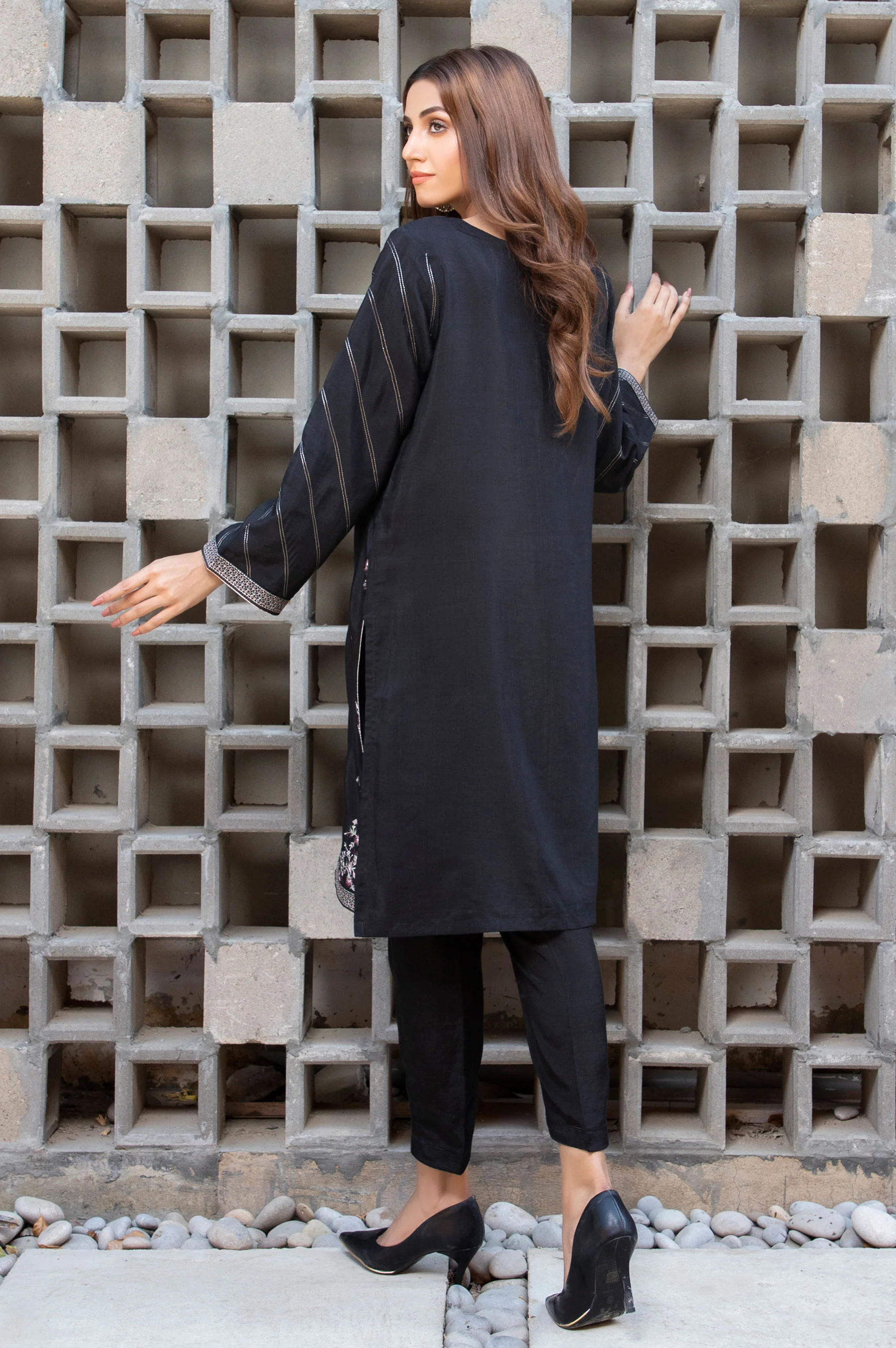 Stitched 1 Piece Raw Silk Embroidered Shirt - Image 2