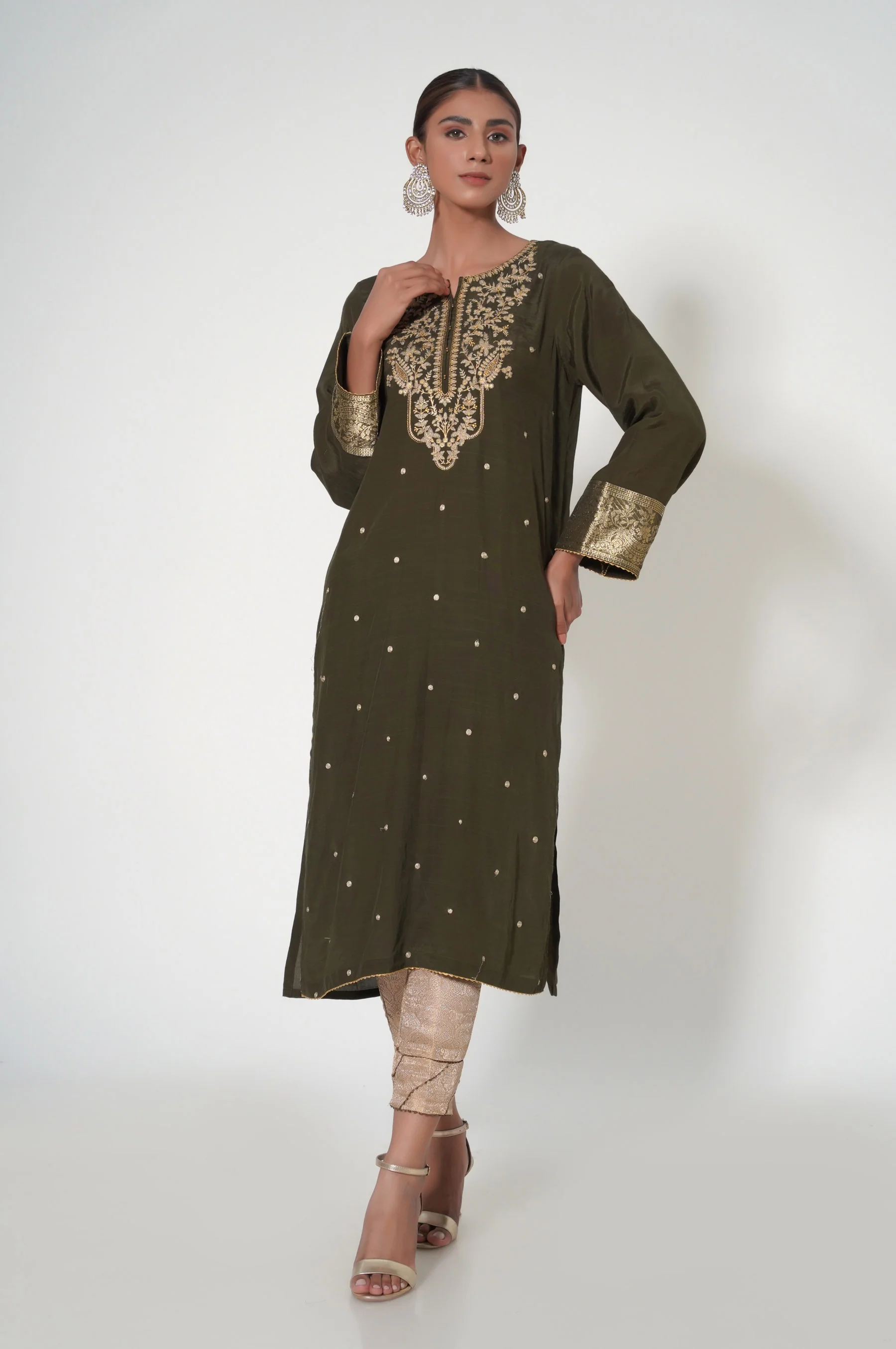 Stitched 1 Piece Raw Silk Embroidered Shirt - Image 2