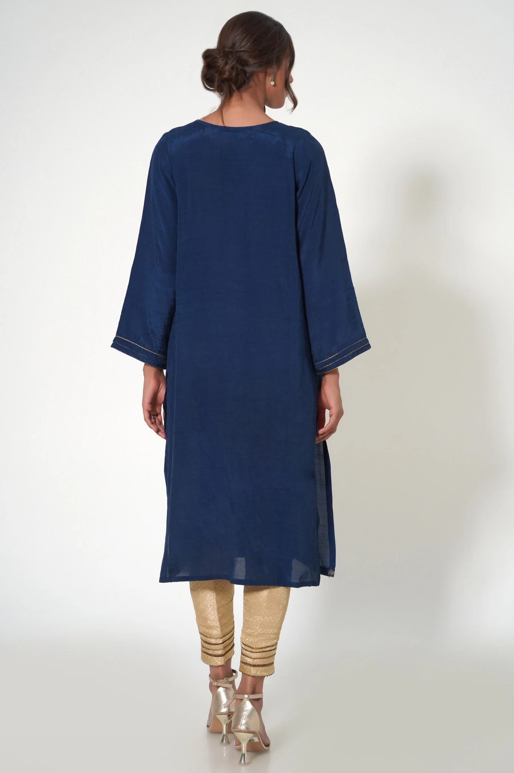 Stitched 1 Piece Raw Silk Embroidered Shirt - Image 3