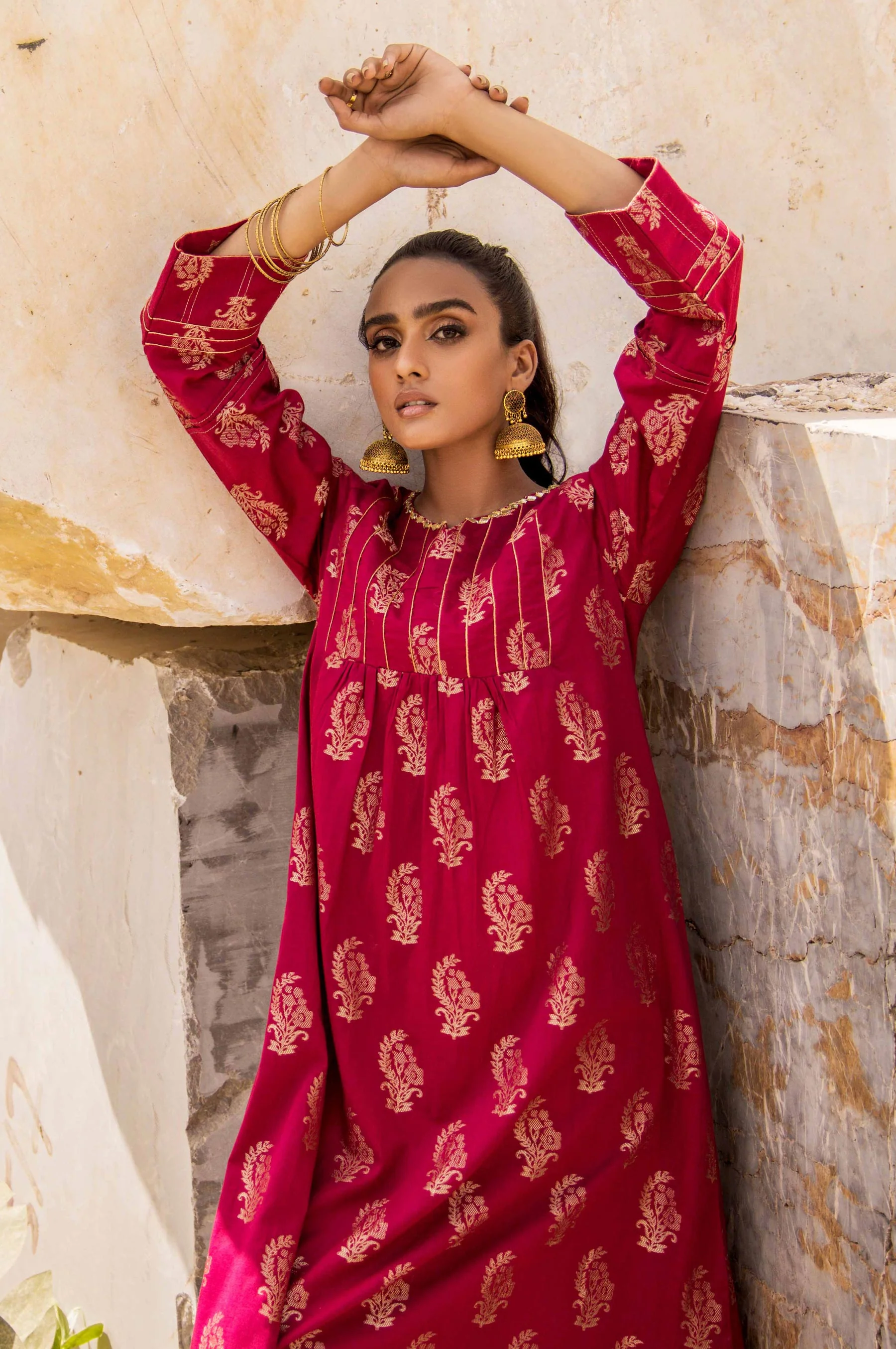 Stitched 1 Piece Satin Jacquard Shirt - Image 5