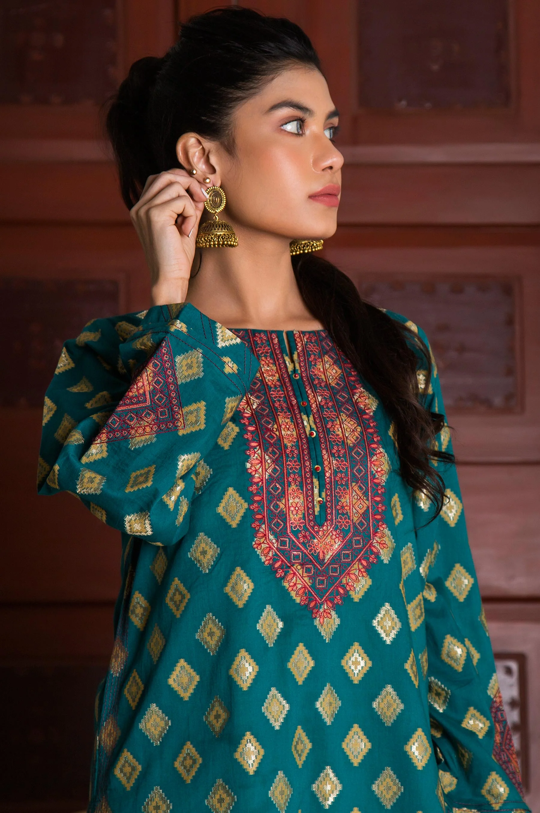 Stitched 1 Piece Satin jacquard Shirt - Image 5