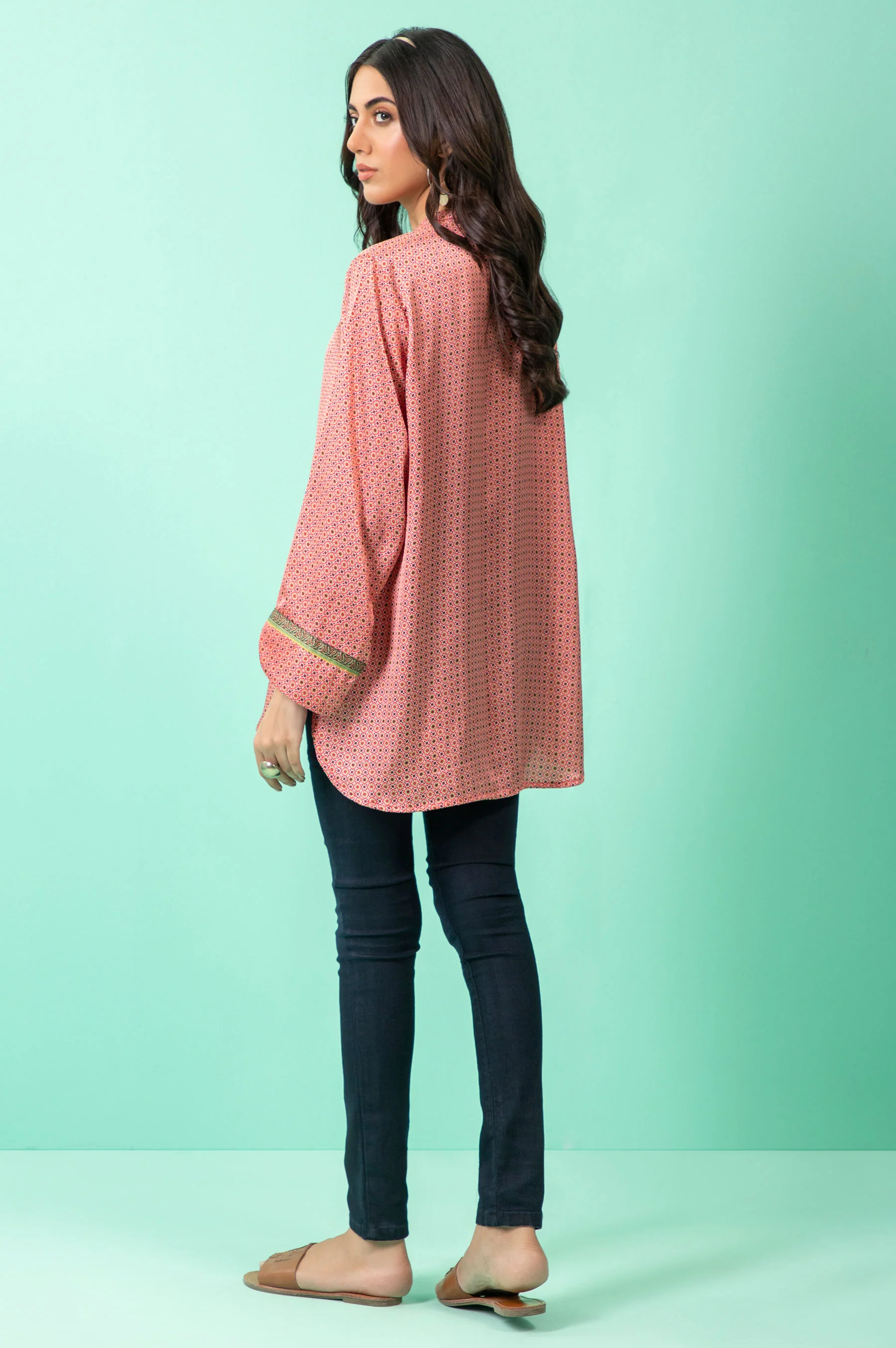 Stitched 1 Piece Embellished Silk Shirt - Image 4