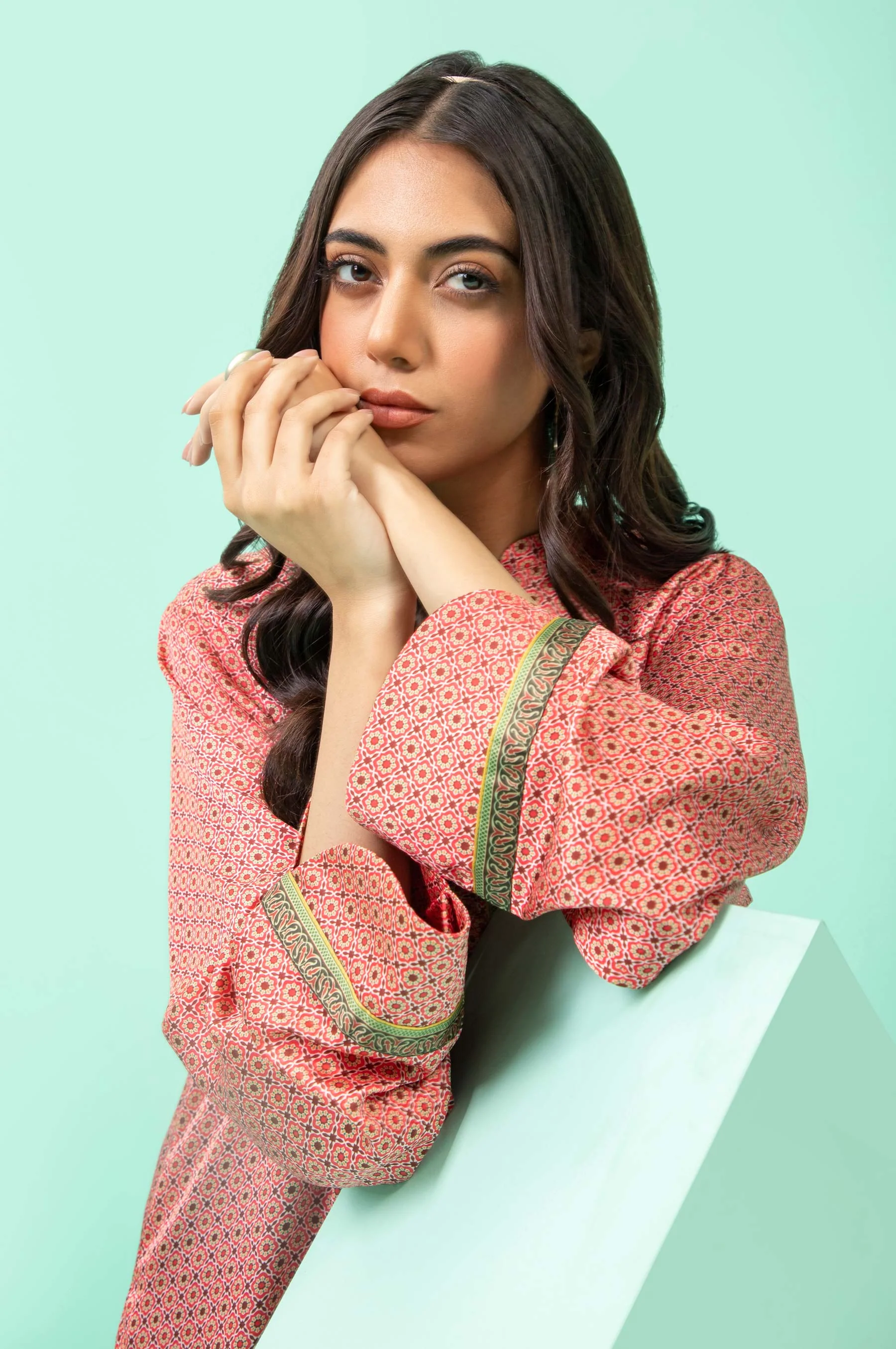 Stitched 1 Piece Embellished Silk Shirt - Image 5