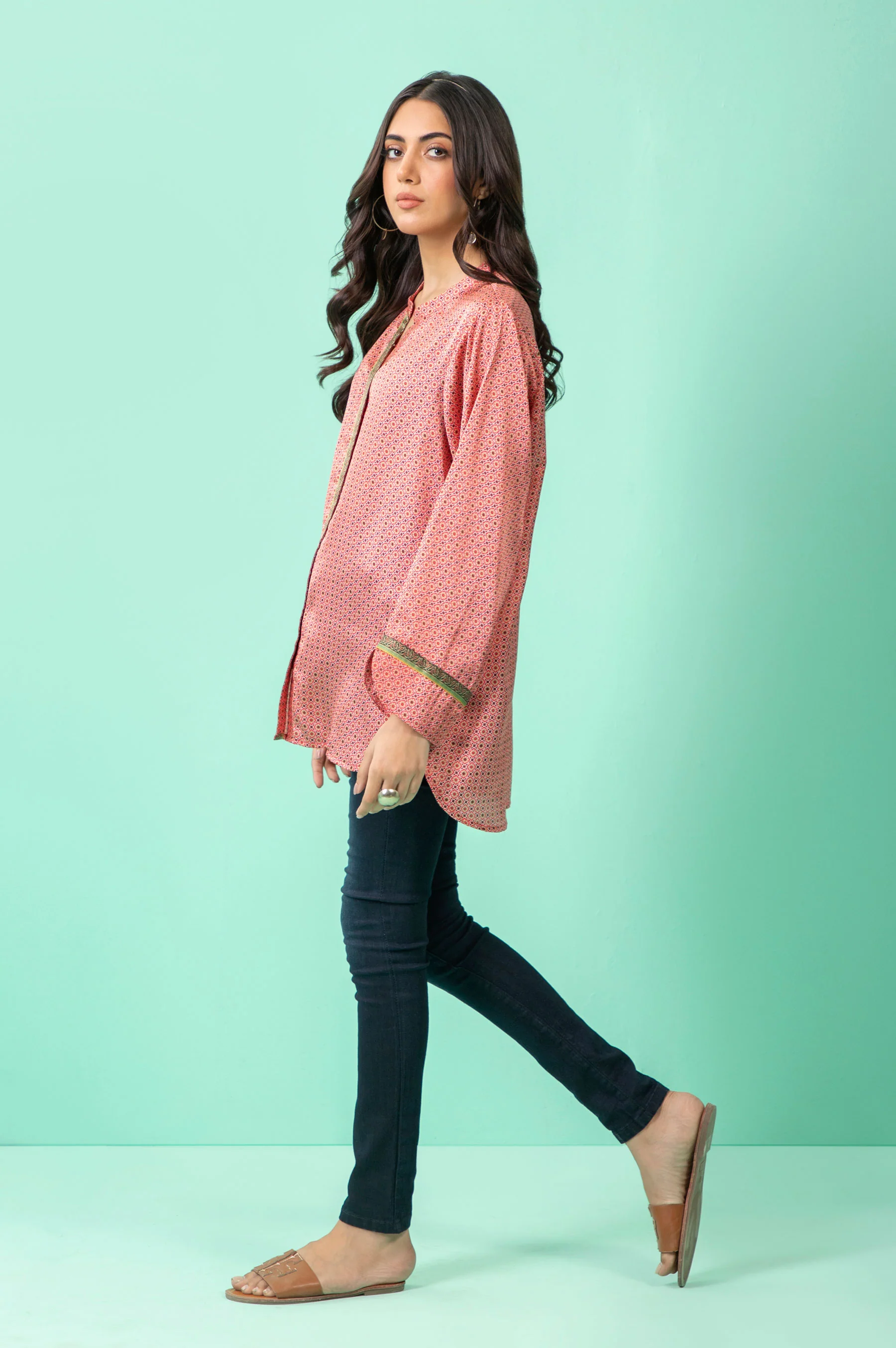 Stitched 1 Piece Embellished Silk Shirt - Image 6