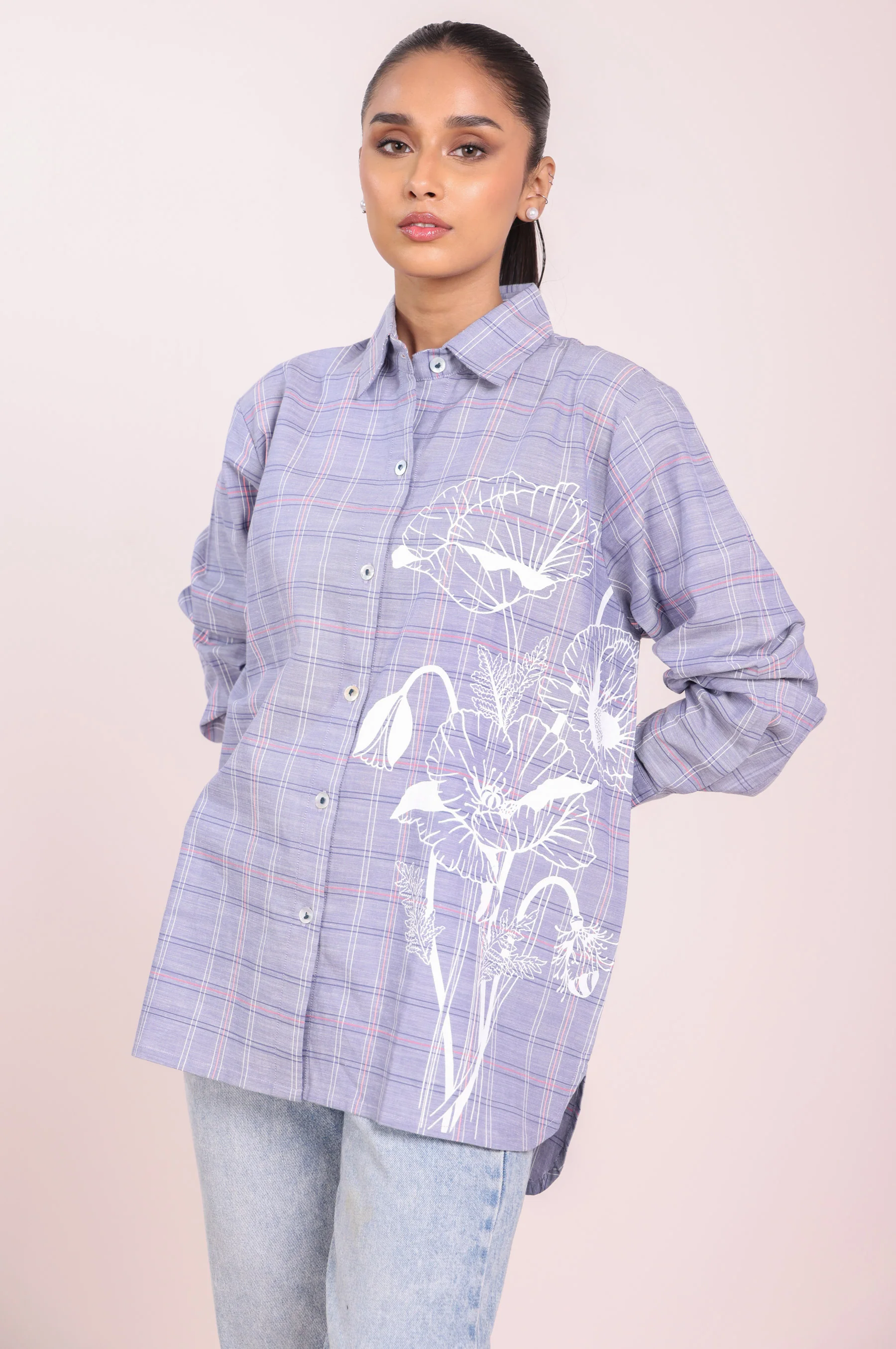 Stitched 1 Piece Screen Printed Yarn Dyed Top - Image 4