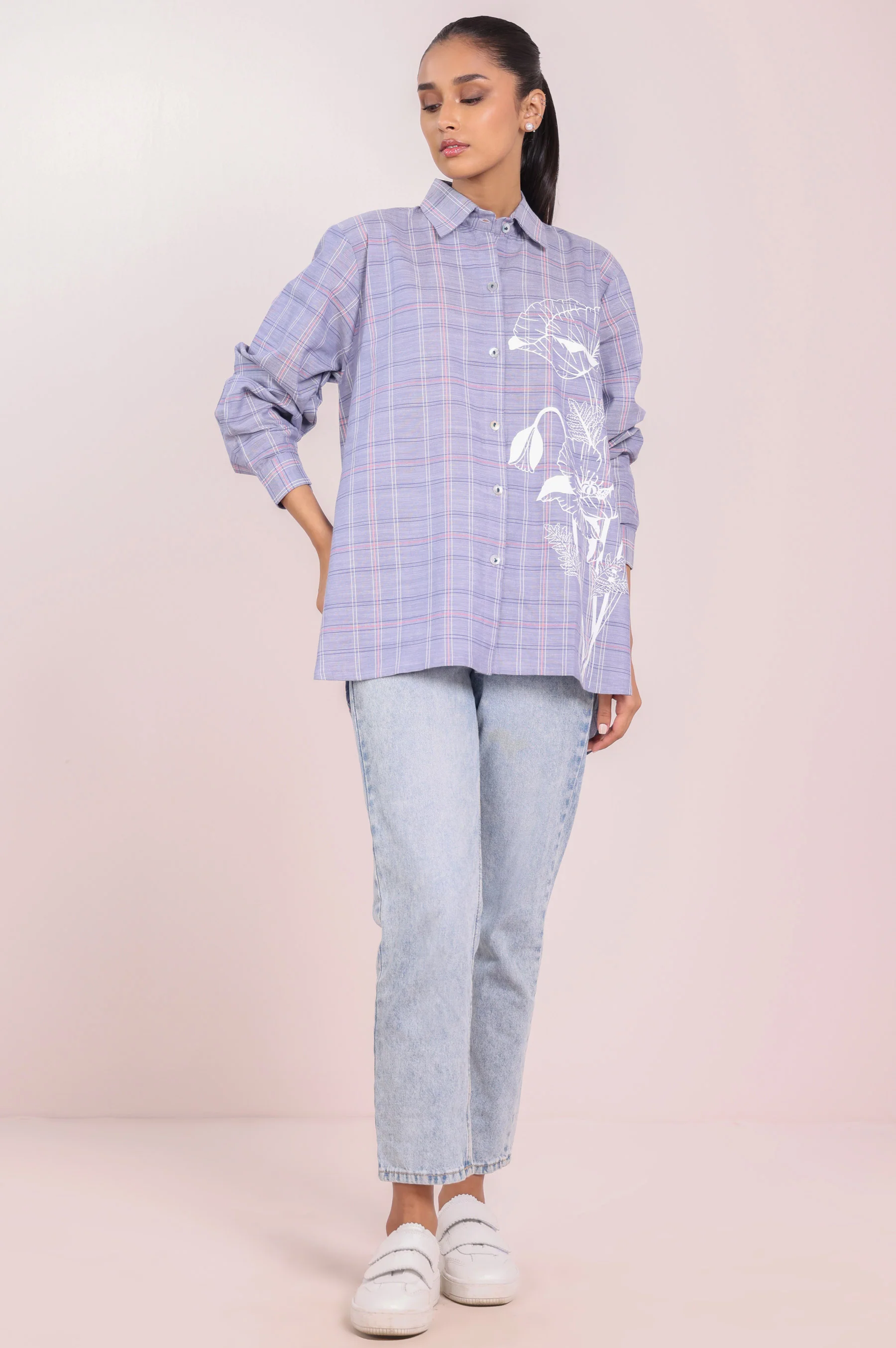 Stitched 1 Piece Screen Printed Yarn Dyed Top - Image 6