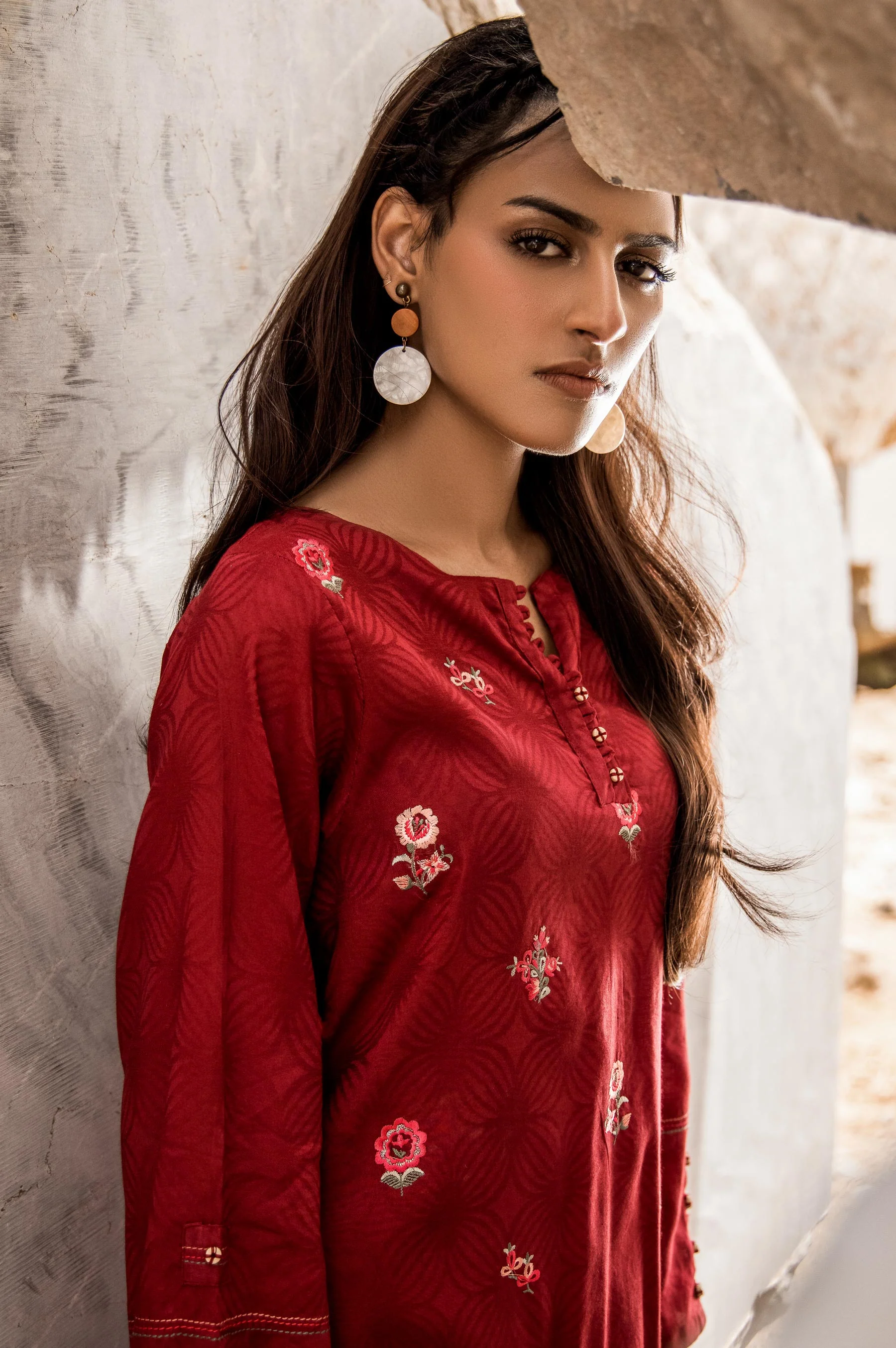 Stitched 1 Piece Self Jacquard Embroidered Shirt - Image 4