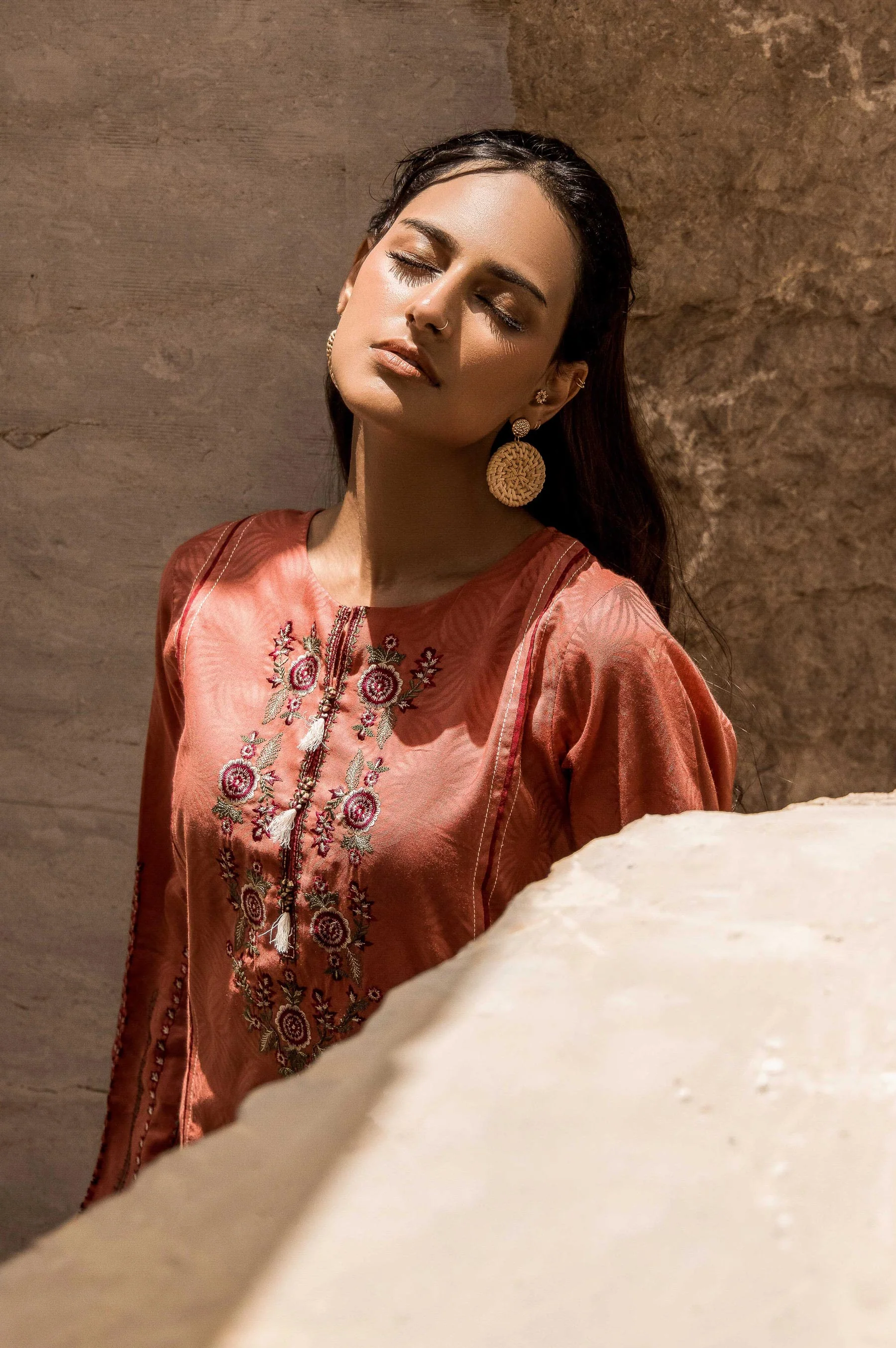 Stitched 1 Piece Embroidered Self-Jacquard Shirt - Image 4