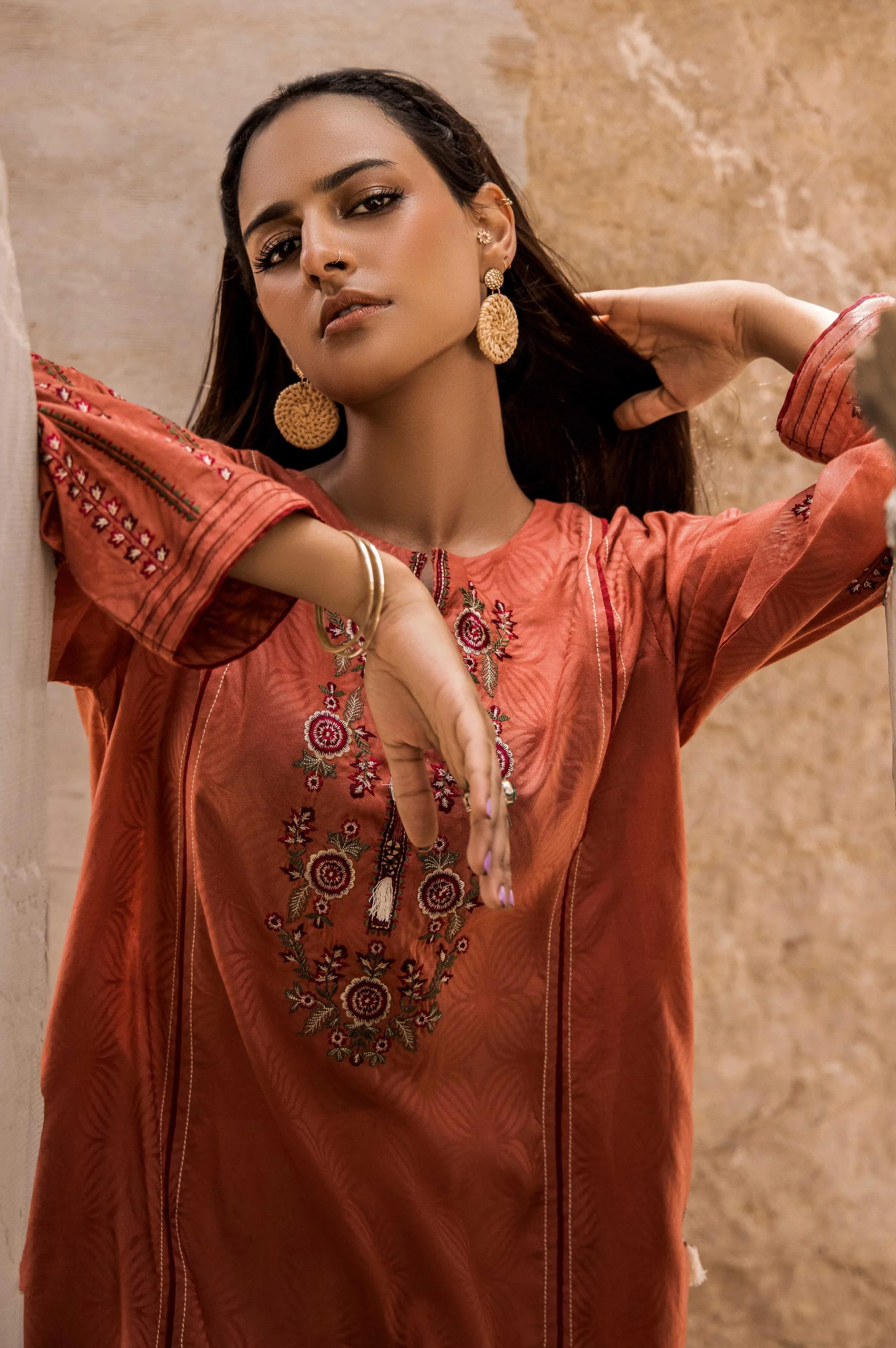 Stitched 1 Piece Embroidered Self-Jacquard Shirt - Image 6