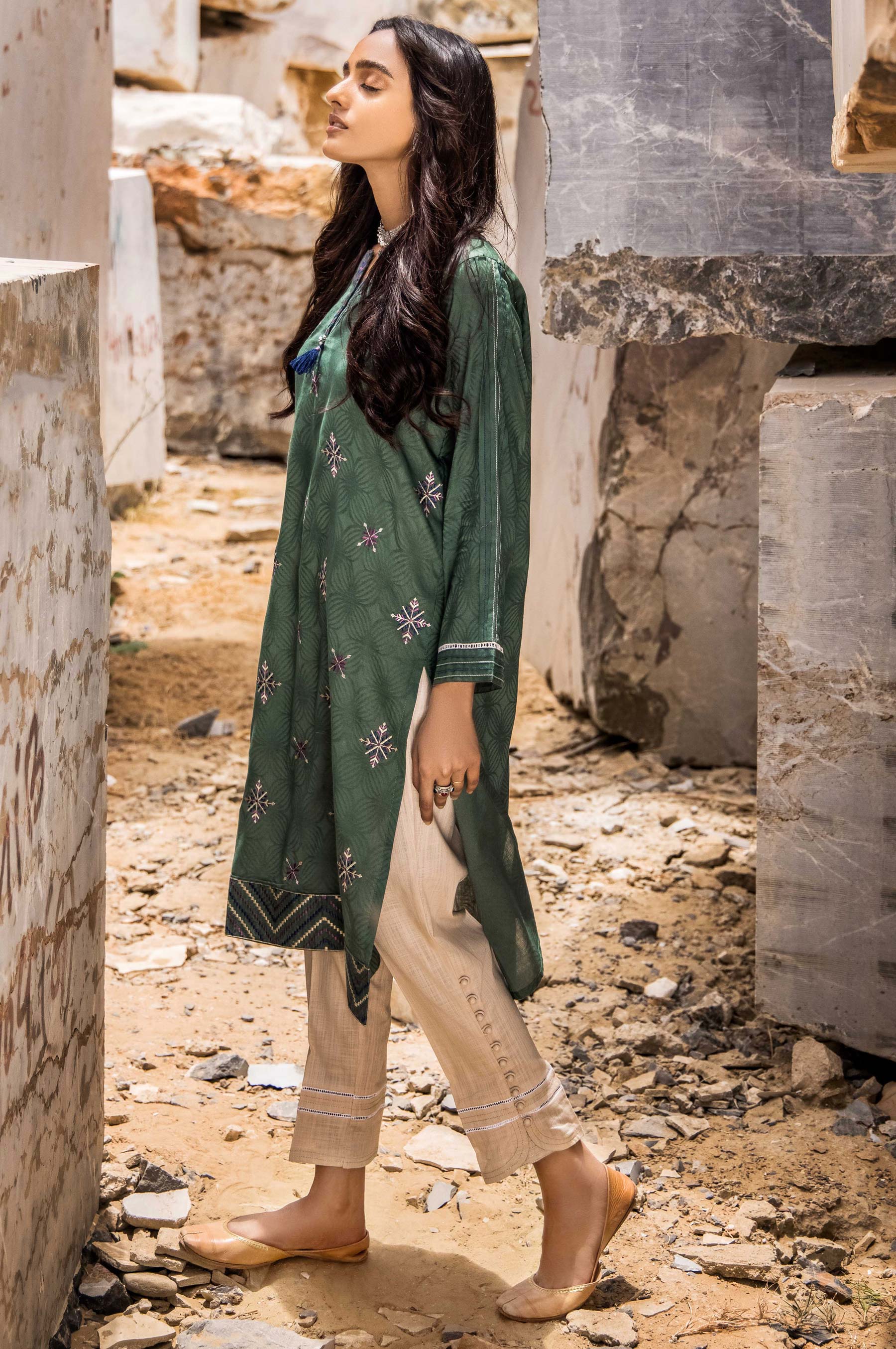 Stitched 1 Piece Self Jacquard Shirt - Image 2