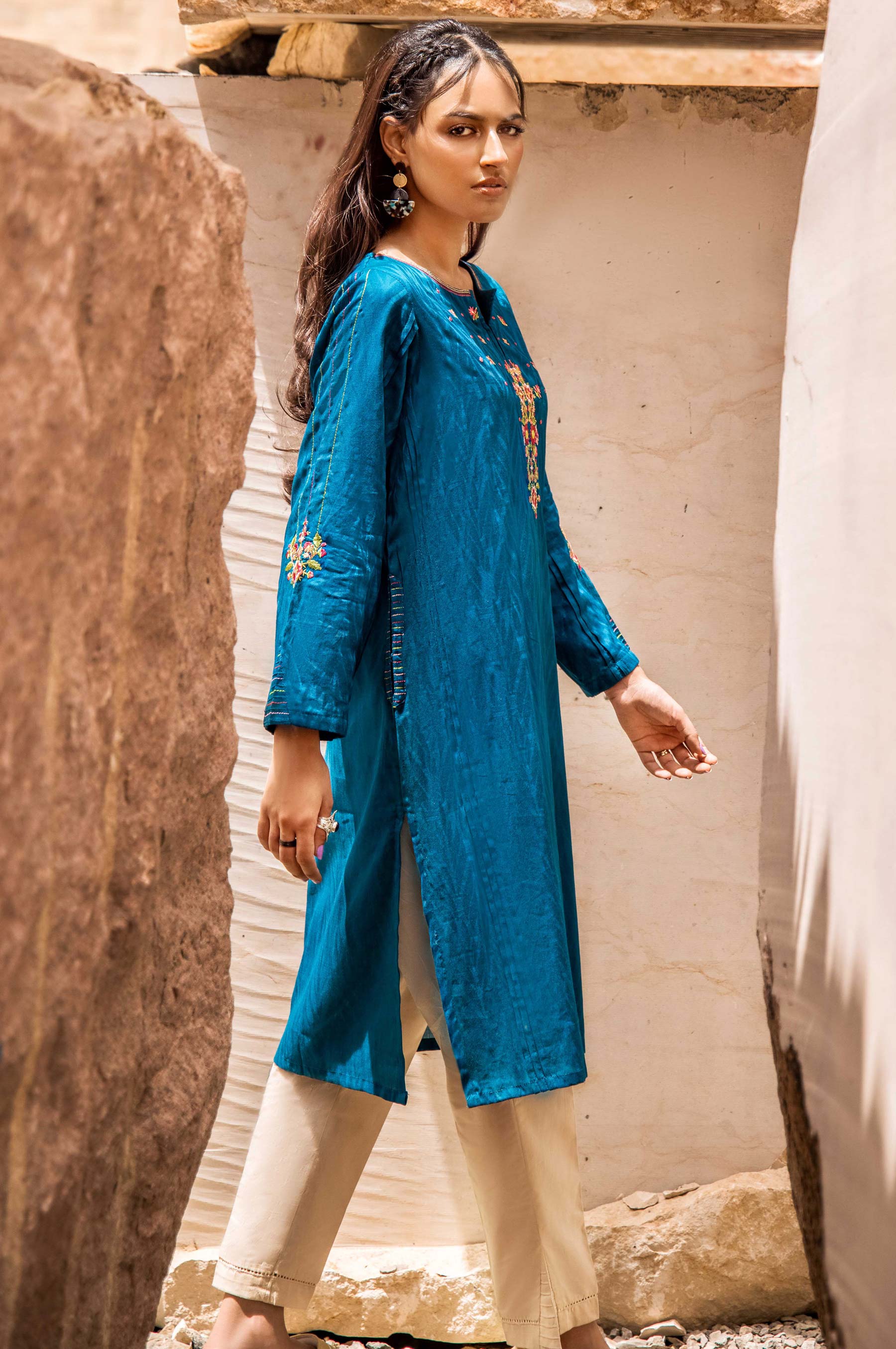 Stitched 1 Piece Embroidered Jacquard Shirt - Image 3