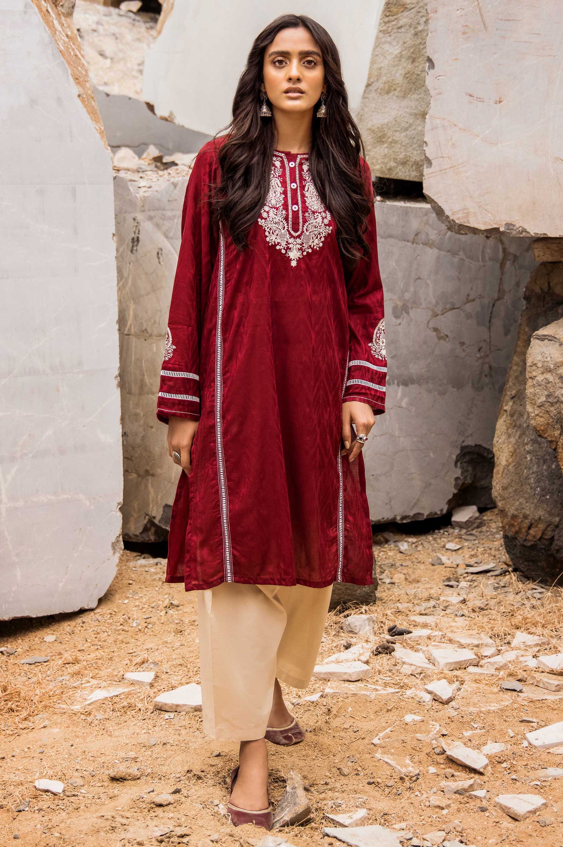 Stitched 1 Piece Embroidered Jacquard Shirt - Image 2