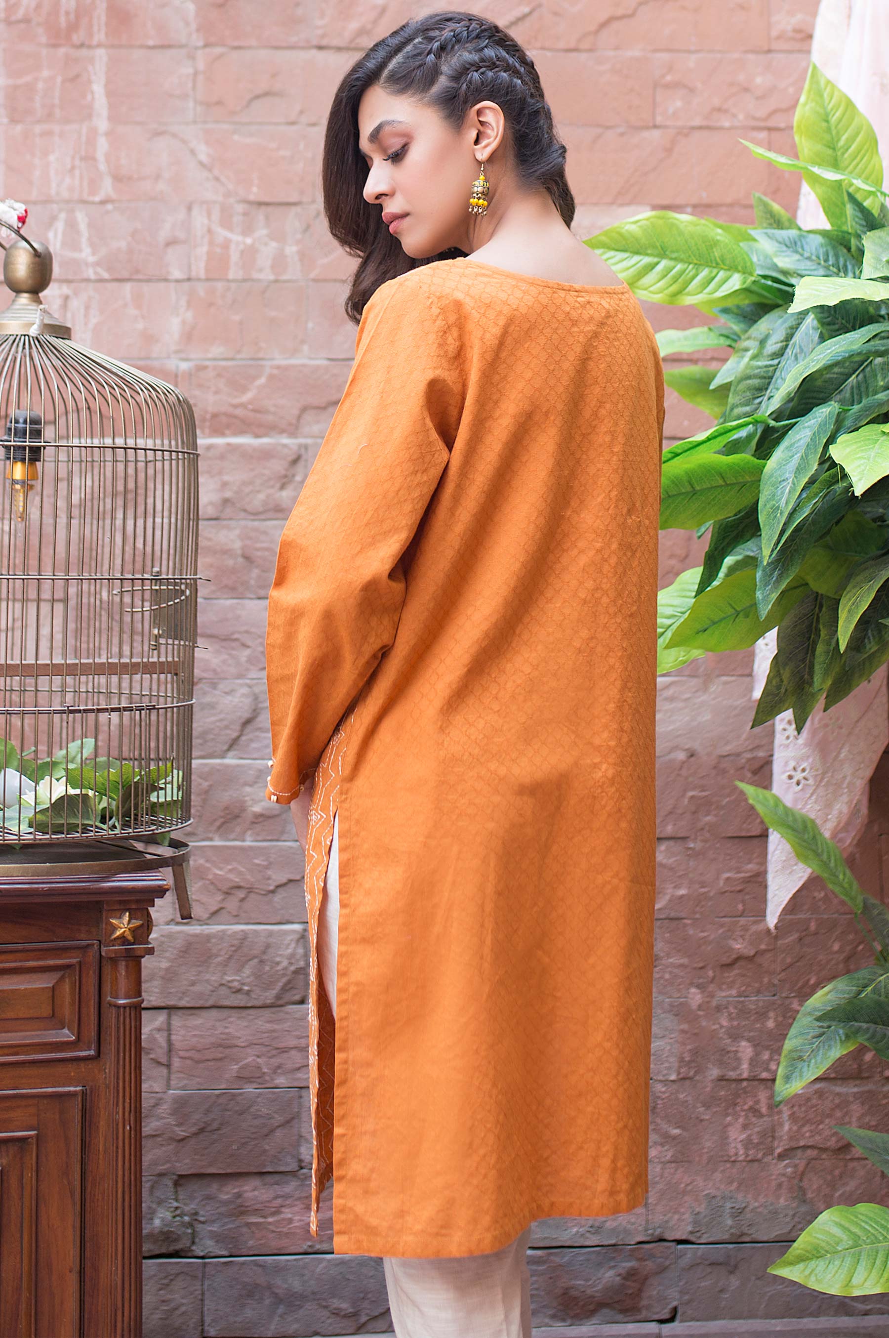 Stitched 1 Piece Self Jacquard Shirt - Image 2