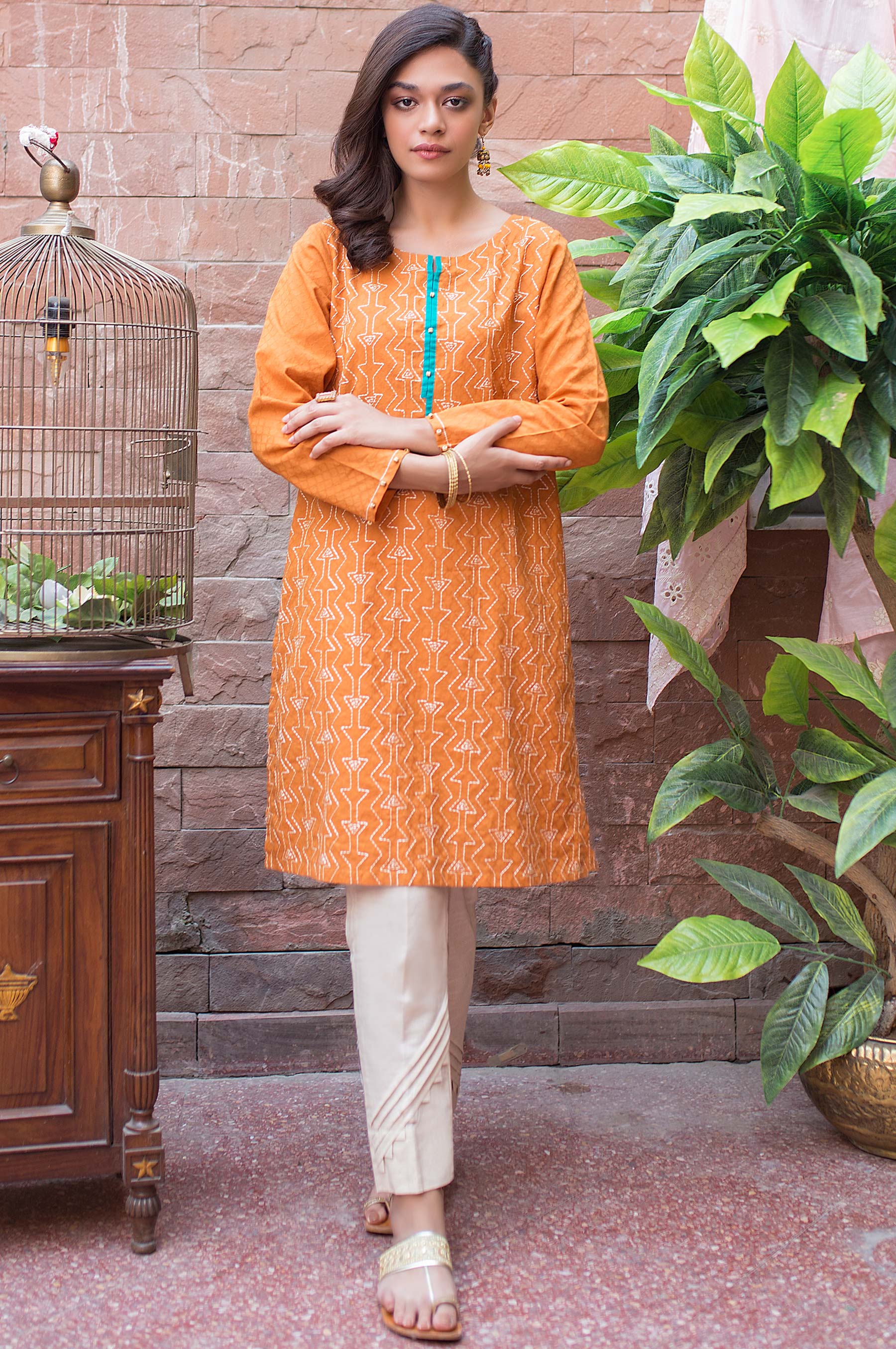 Stitched 1 Piece Self Jacquard Shirt - Image 3