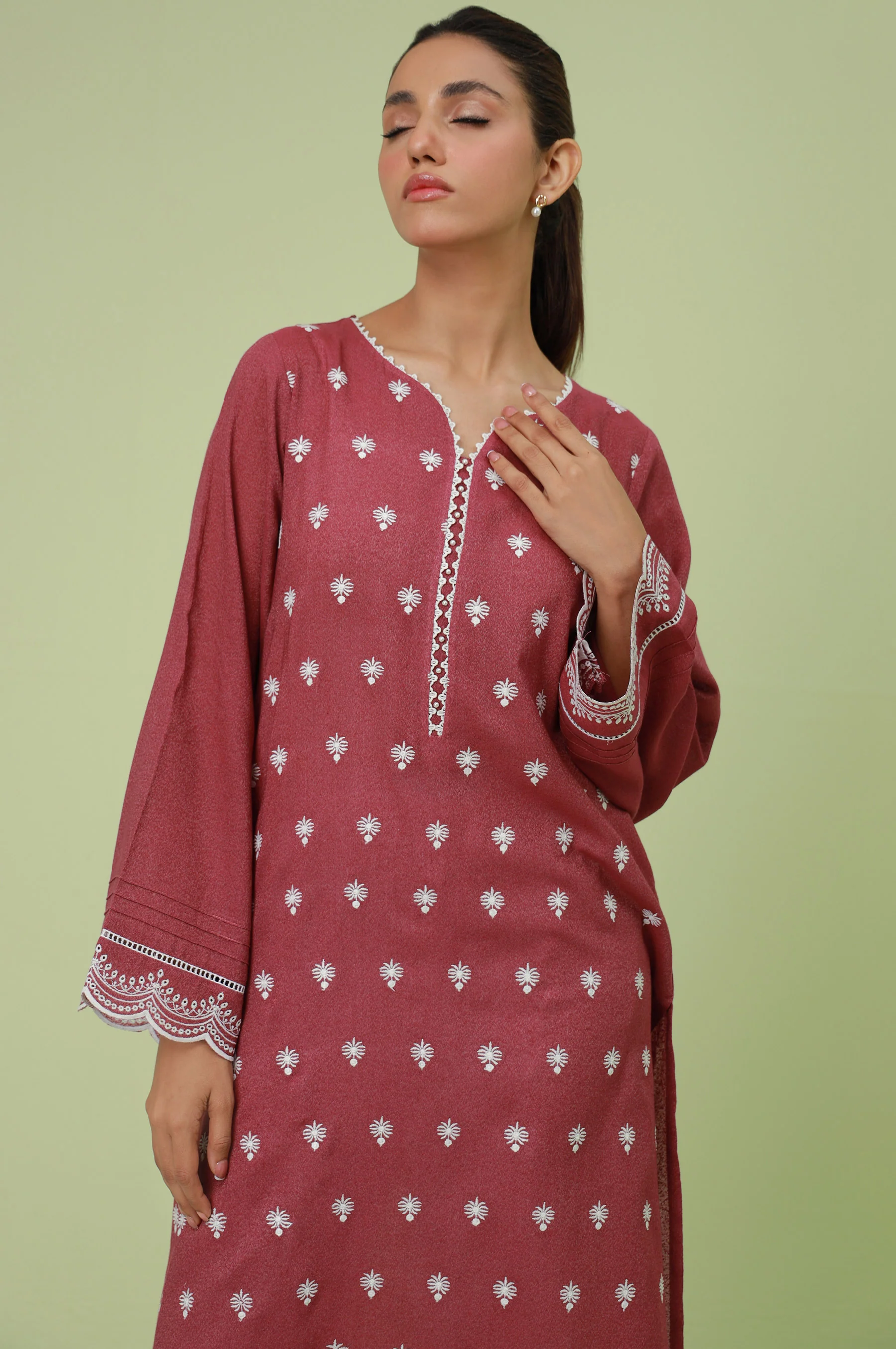 Stitched 1 Piece Textured Lawn Chikankari Embroidered Shirt - Image 2