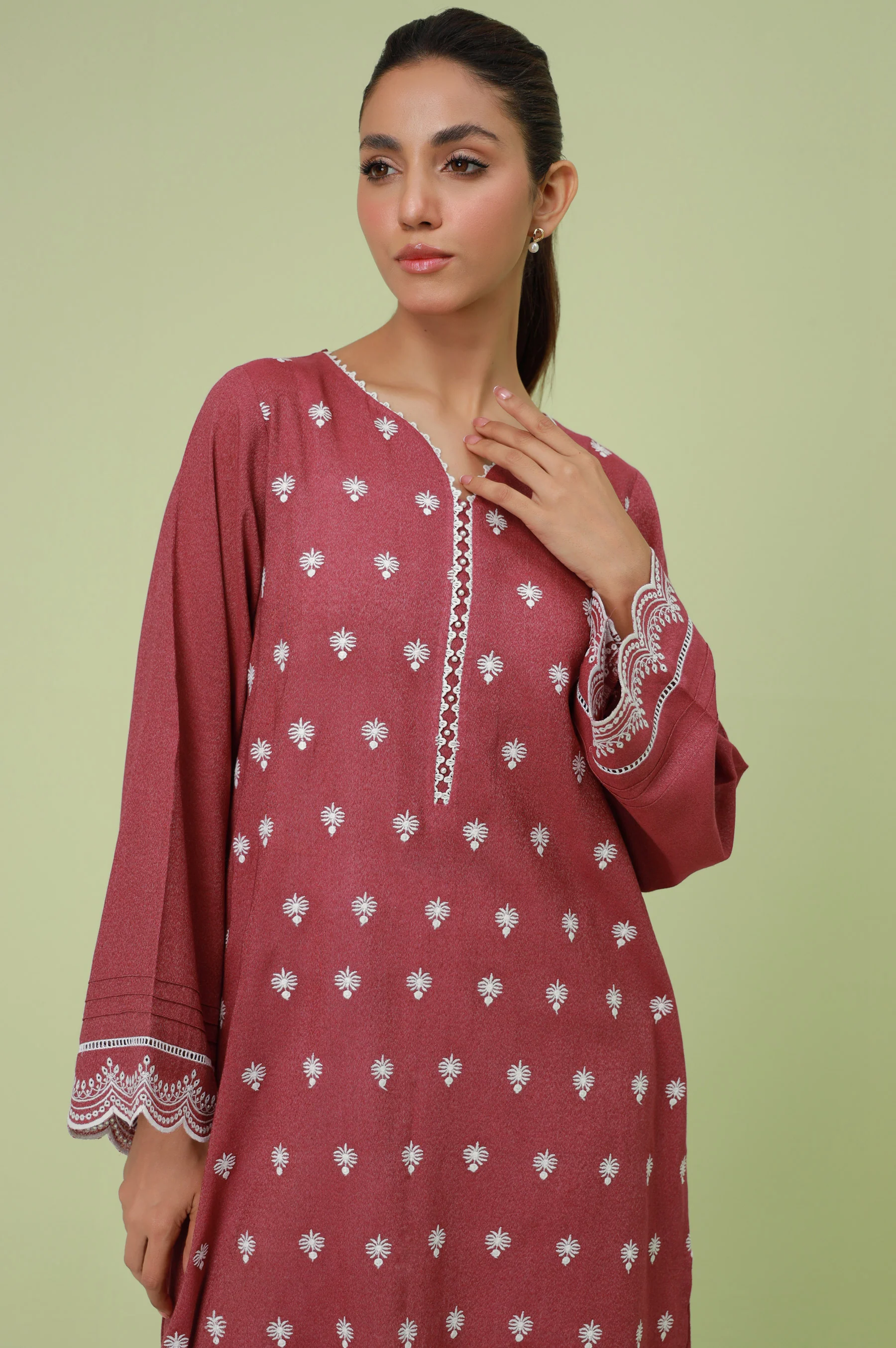 Stitched 1 Piece Textured Lawn Chikankari Embroidered Shirt - Image 4