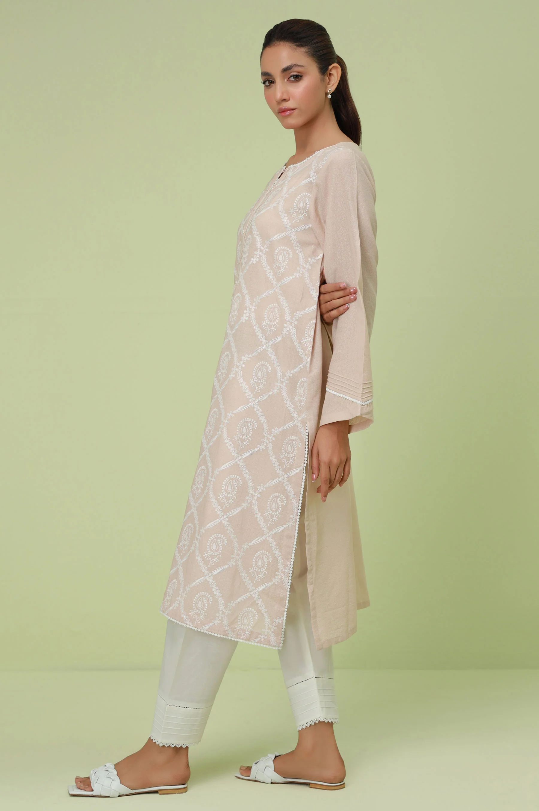 Stitched 1 Piece Textured Lawn Chikankari Embroidered Shirt - Image 2