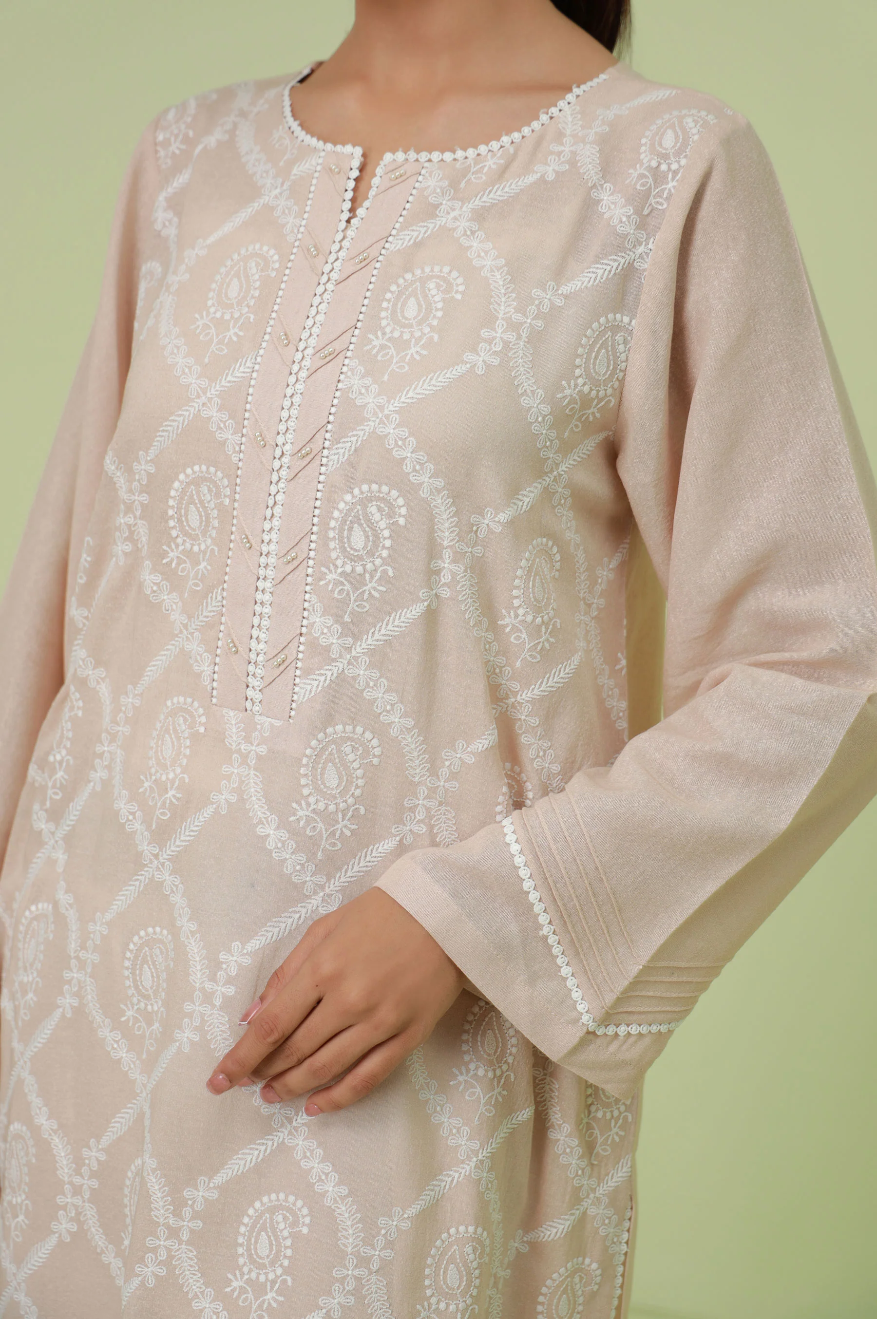 Stitched 1 Piece Textured Lawn Chikankari Embroidered Shirt - Image 5