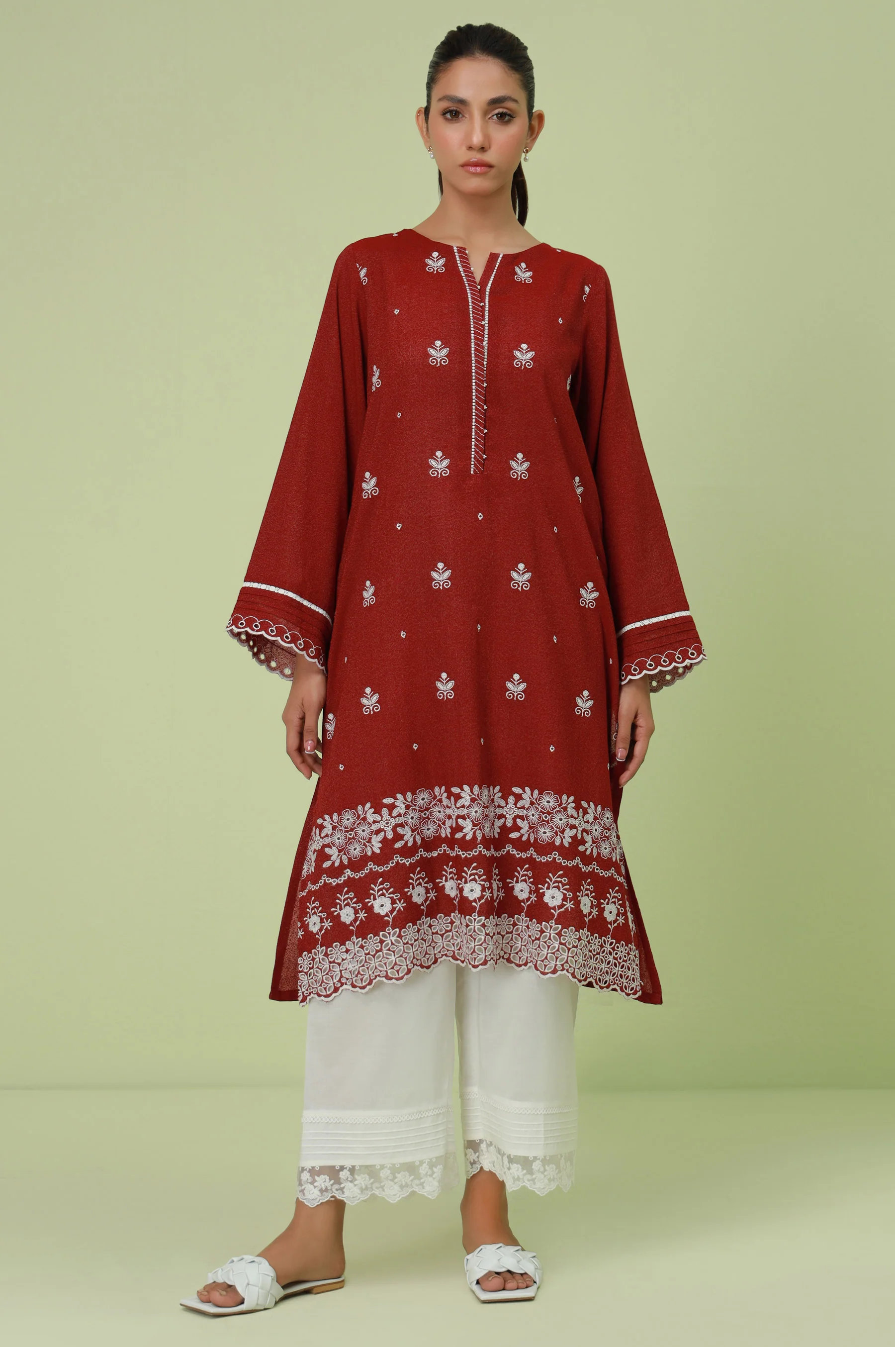 Stitched 1 Piece Textured Lawn Chikankari Embroidered Shirt - Image 3